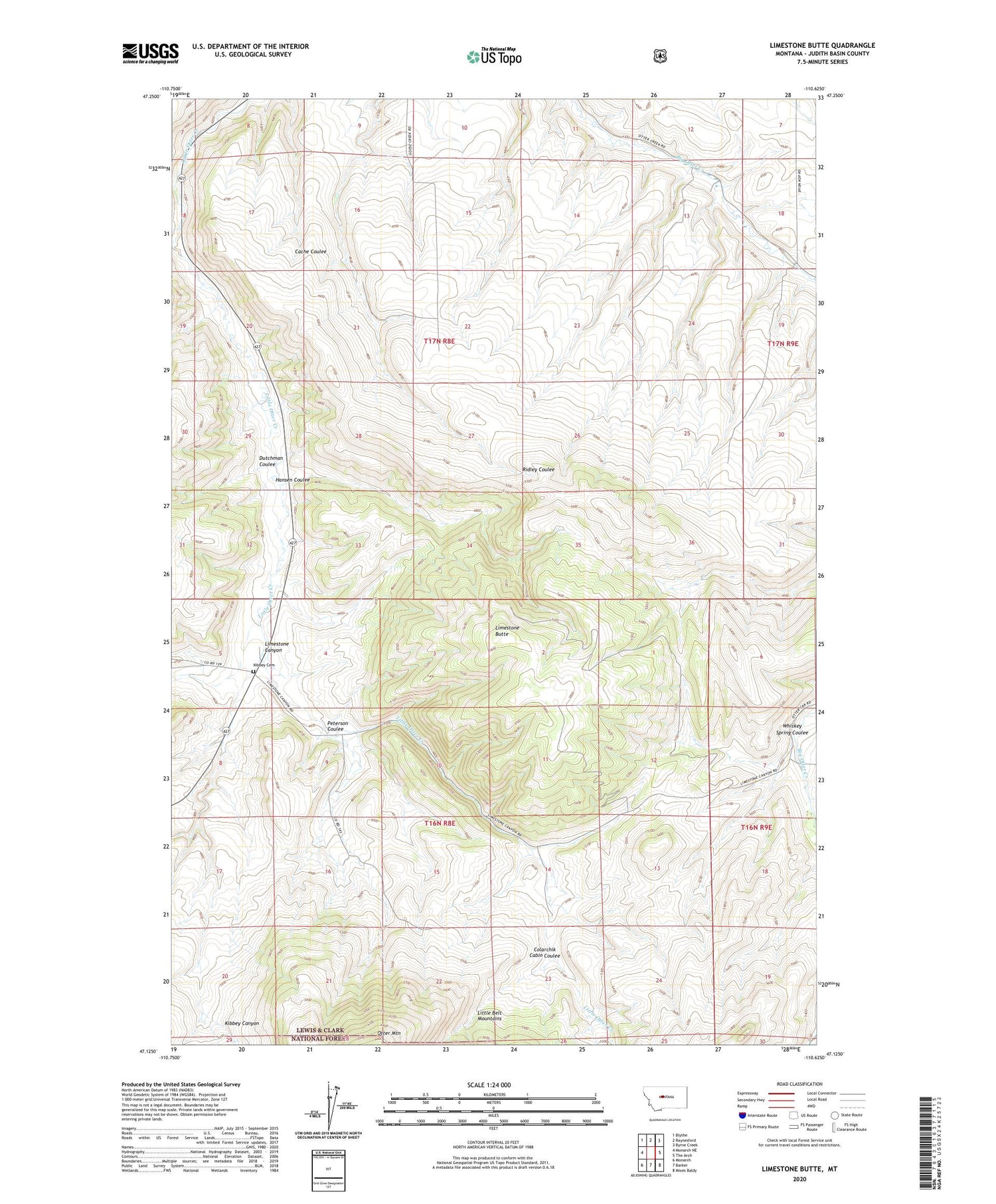 Limestone Butte Montana US Topo Map Image