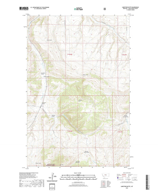 Limestone Butte Montana US Topo Map Image