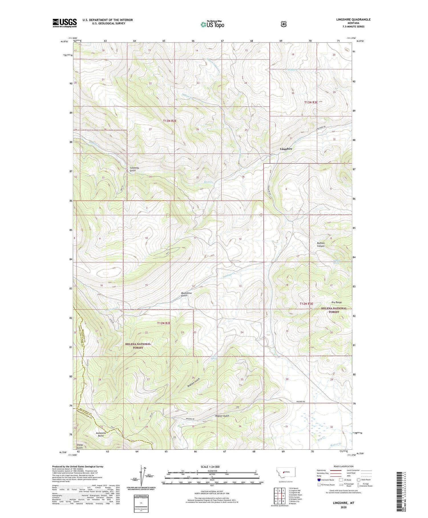 Lingshire Montana US Topo Map Image