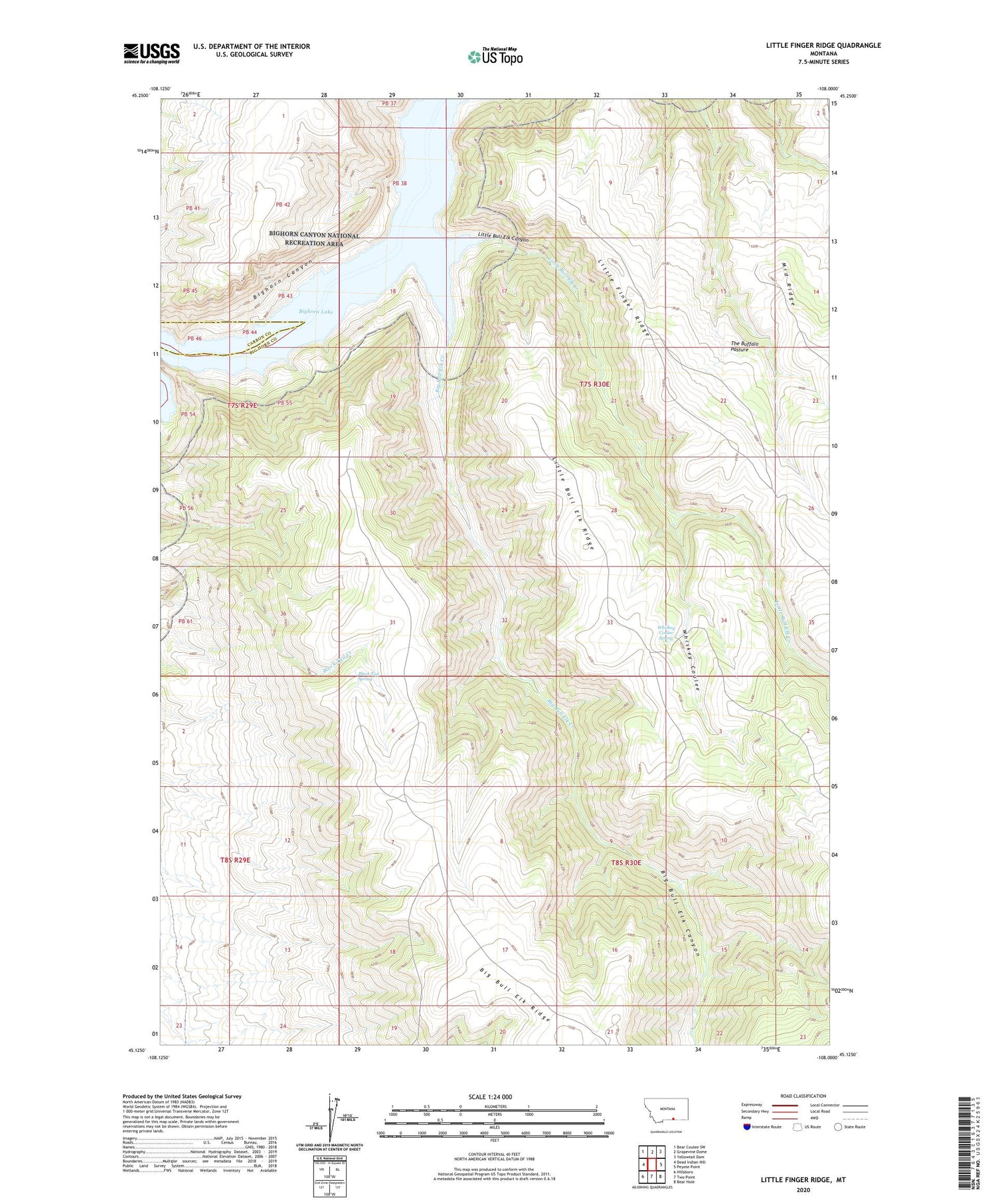 Little Finger Ridge Montana US Topo Map Image