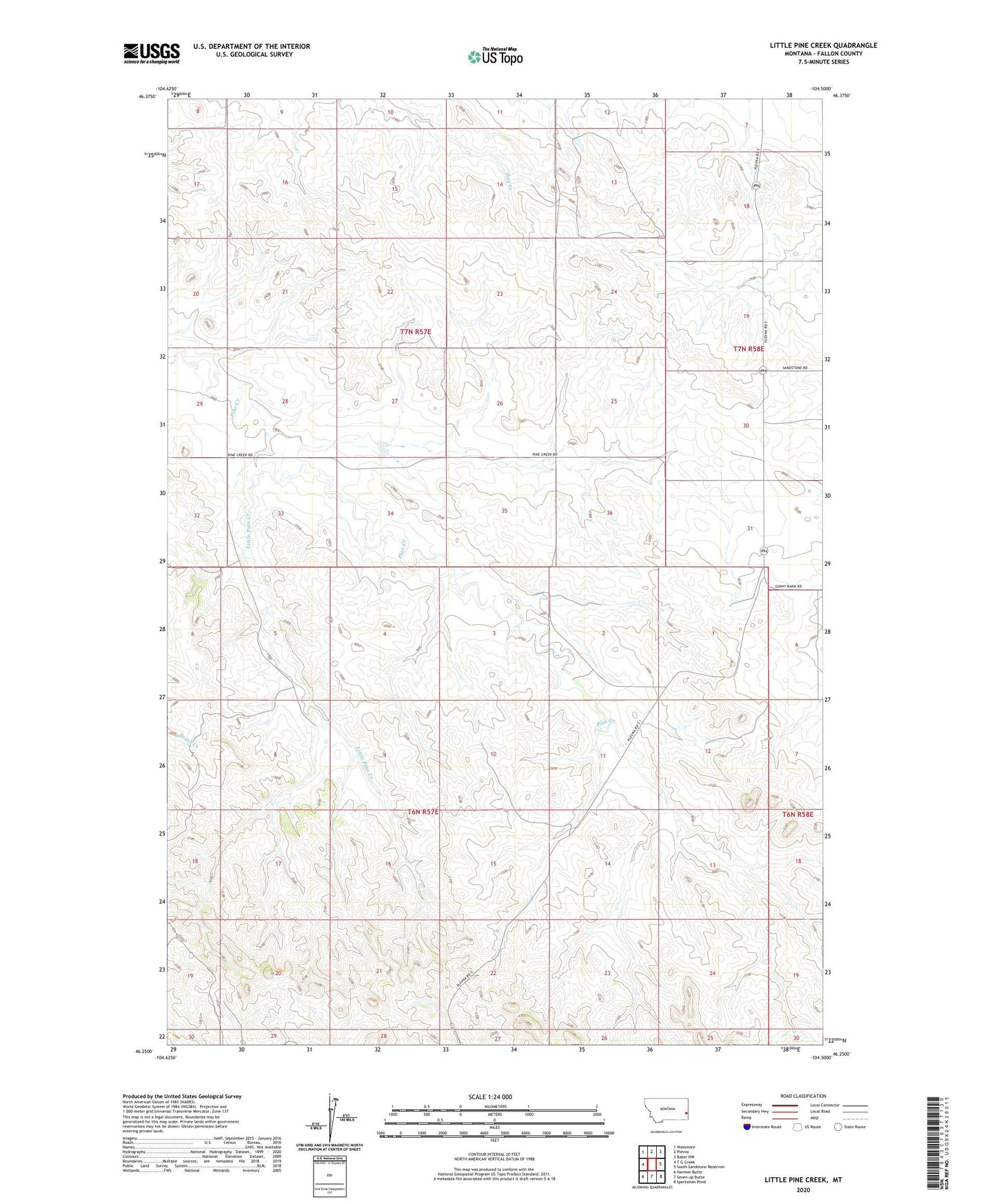Little Pine Creek Montana US Topo Map Image