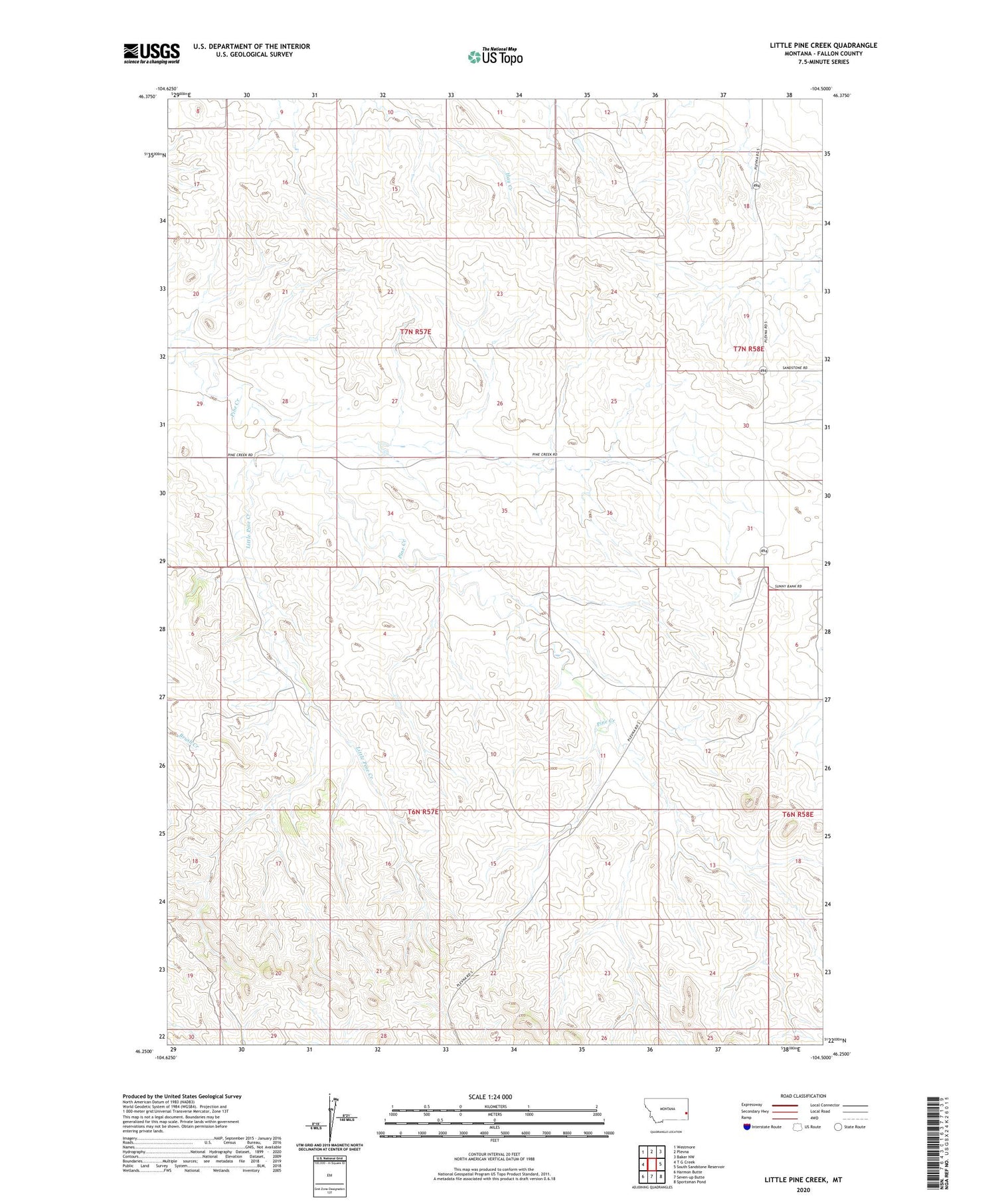 Little Pine Creek Montana US Topo Map Image