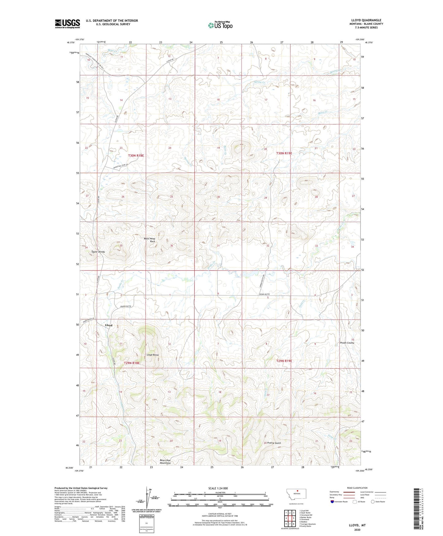 Lloyd Montana US Topo Map Image