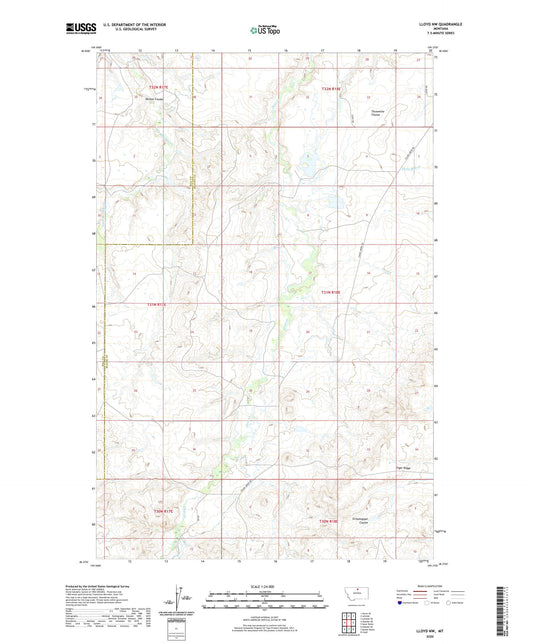 Lloyd NW Montana US Topo Map Image