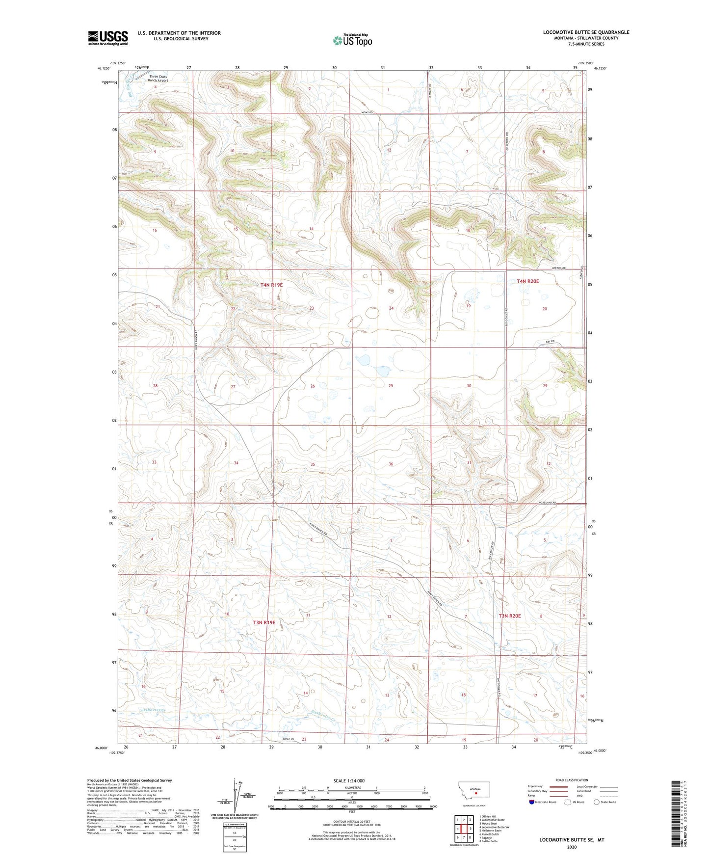 Locomotive Butte SE Montana US Topo Map Image