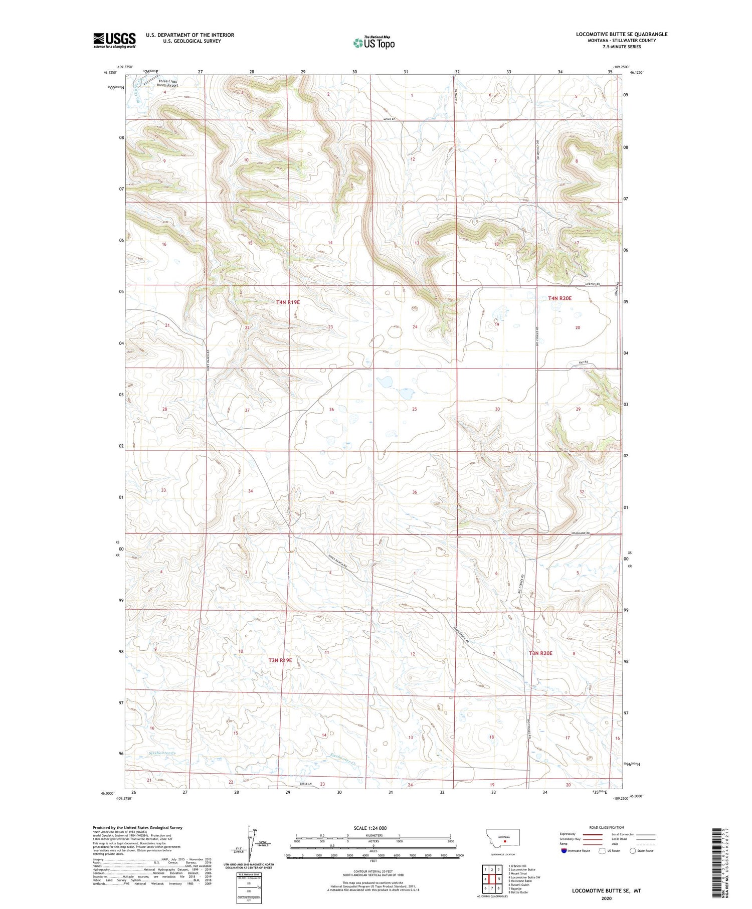Locomotive Butte SE Montana US Topo Map Image