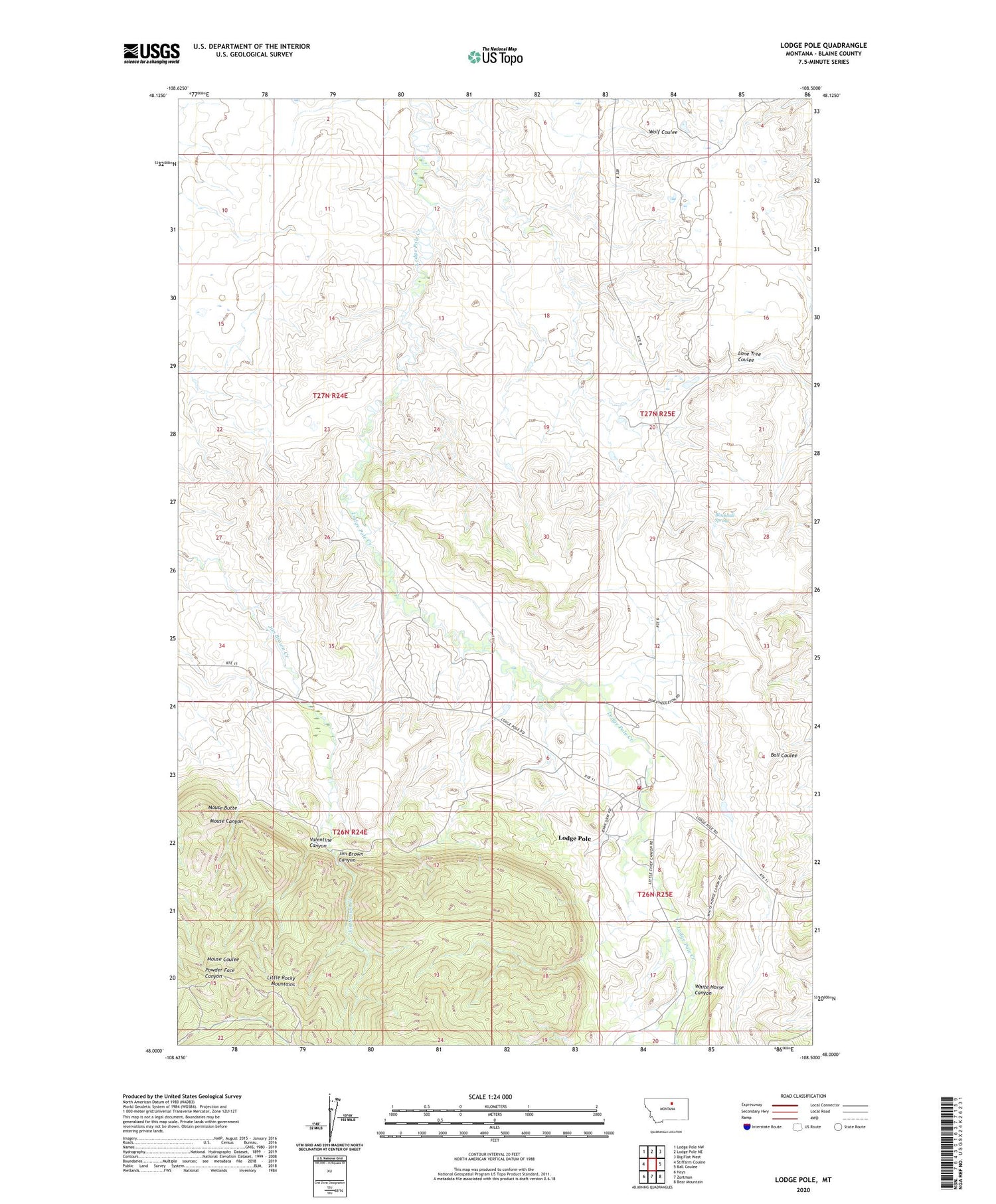 Lodge Pole Montana US Topo Map Image