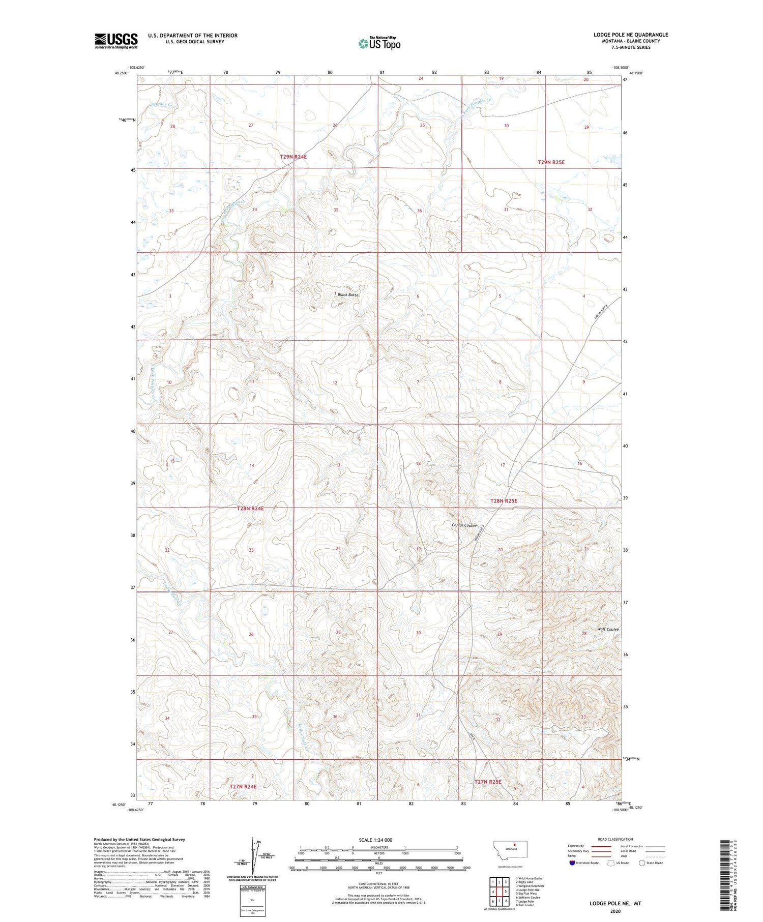 Lodge Pole NE Montana US Topo Map Image