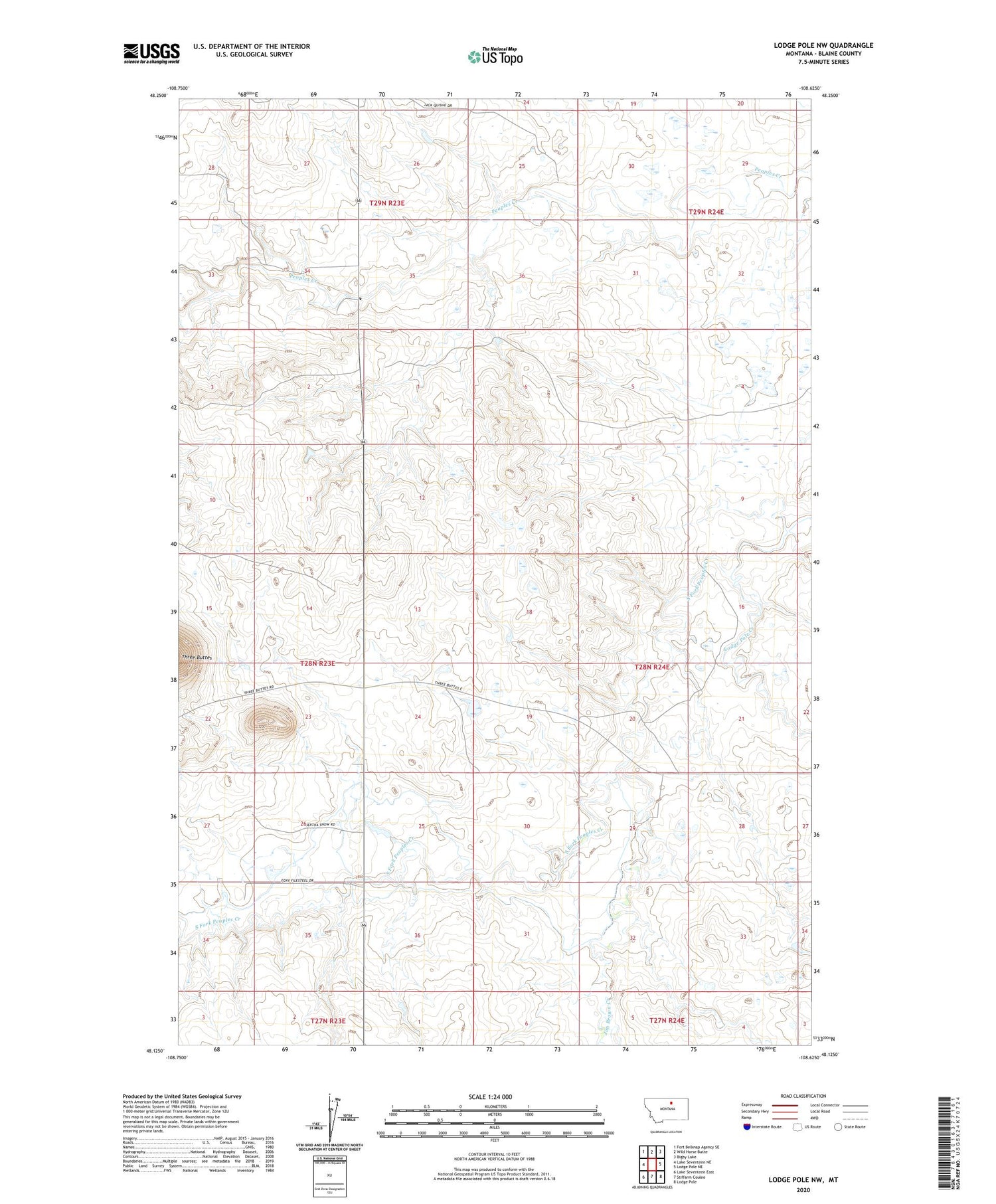 Lodge Pole NW Montana US Topo Map Image
