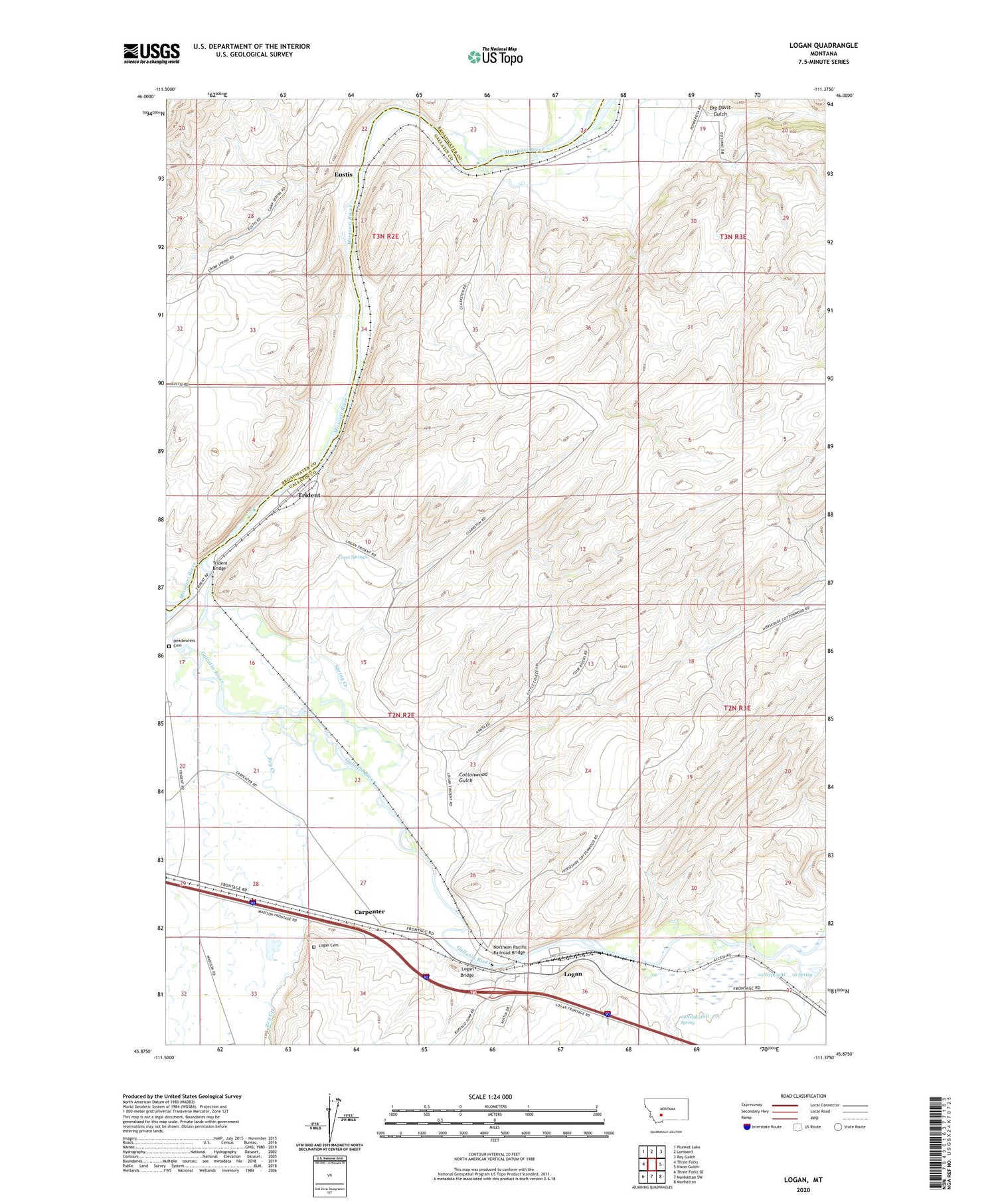 Logan Montana US Topo Map Image