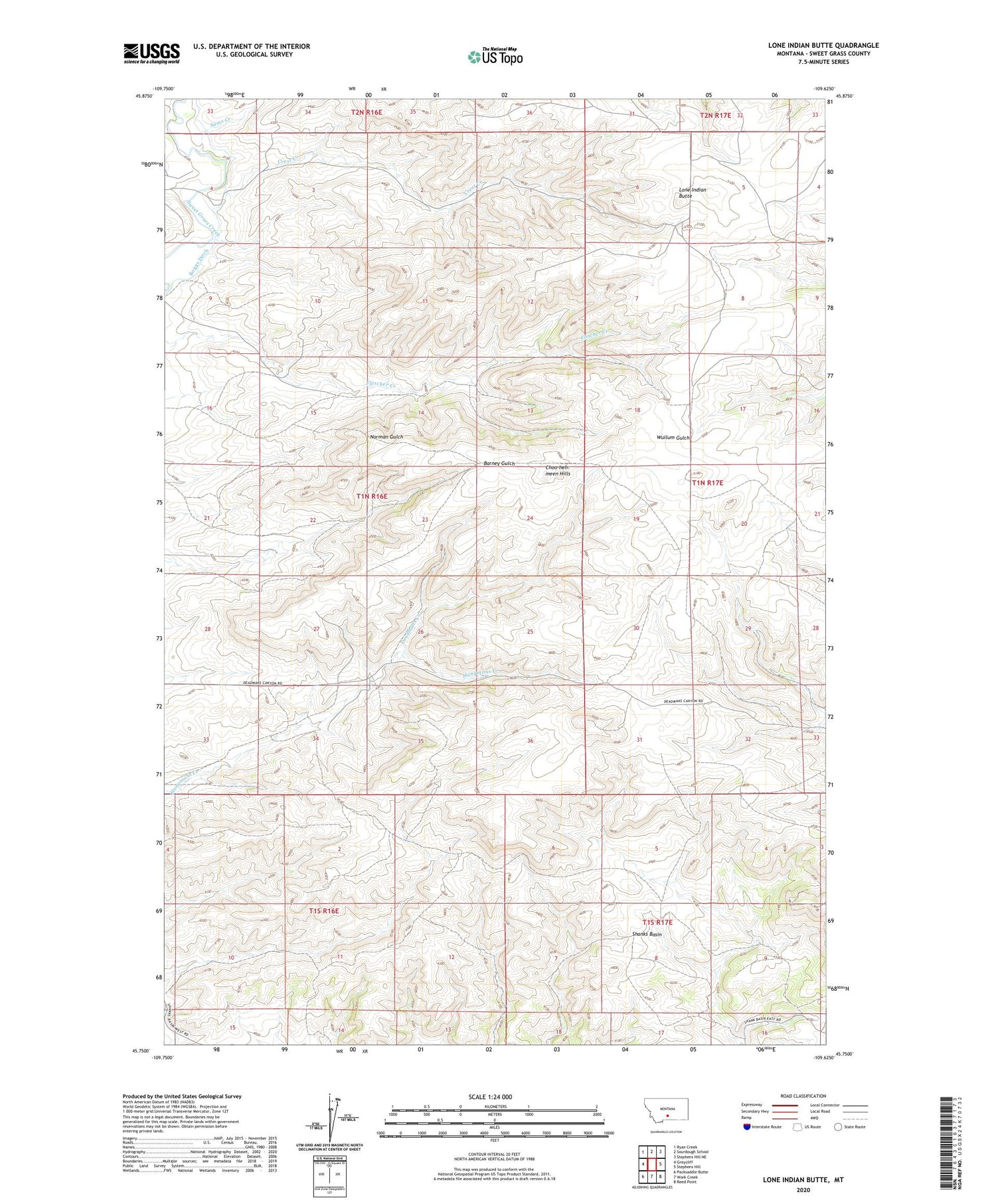 Lone Indian Butte Montana US Topo Map Image