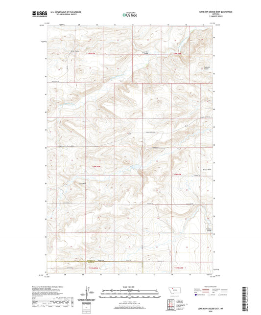 Lone Man Coulee East Montana US Topo Map Image