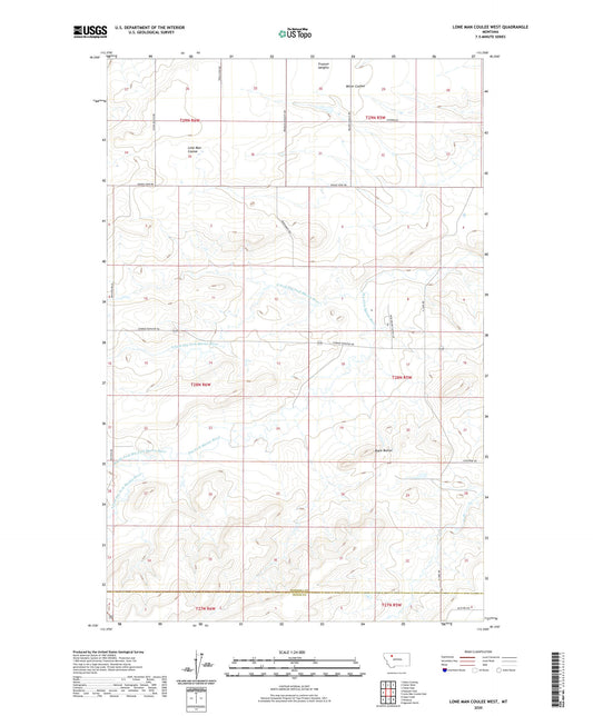 Lone Man Coulee West Montana US Topo Map Image
