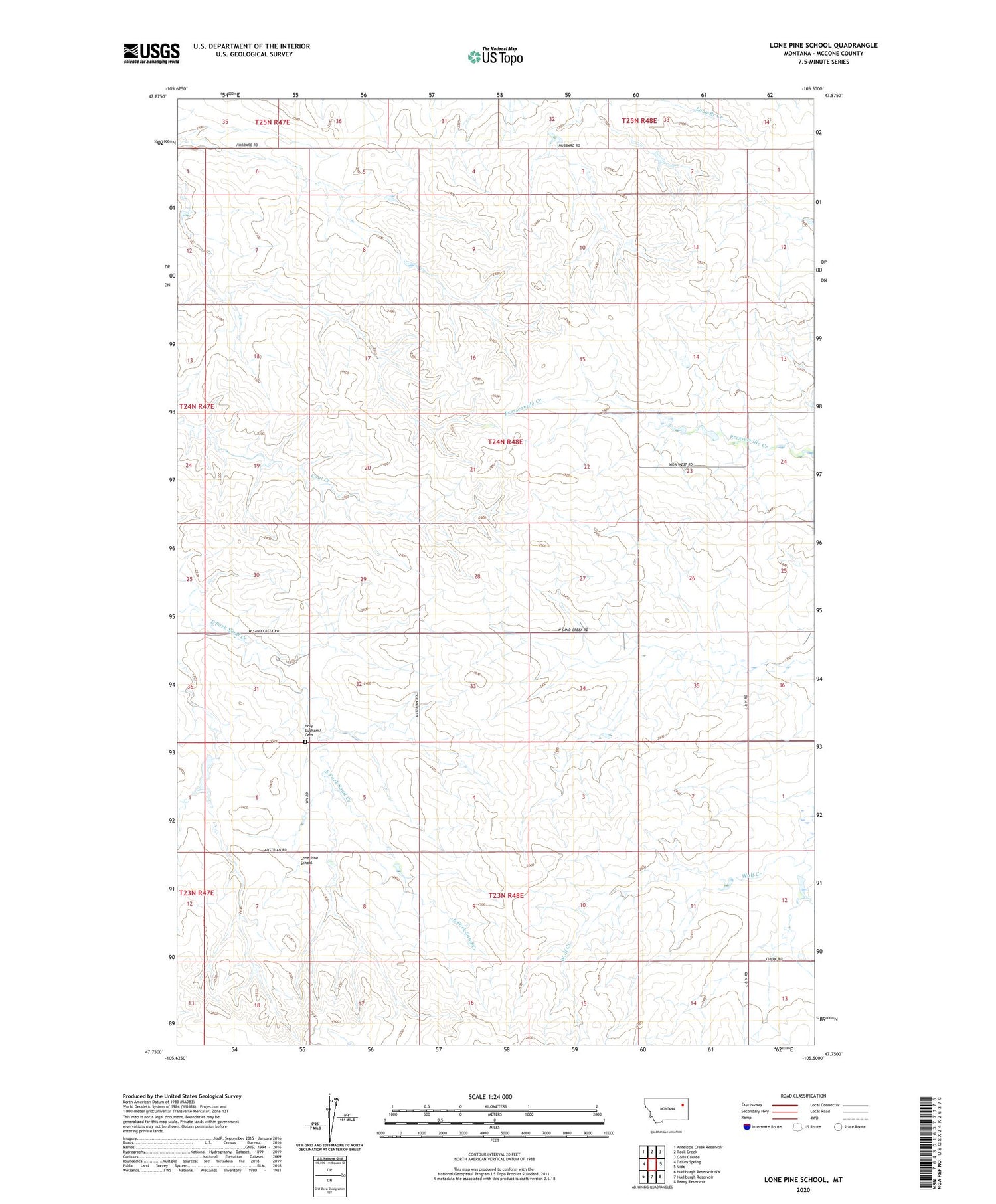 Lone Pine School Montana US Topo Map Image