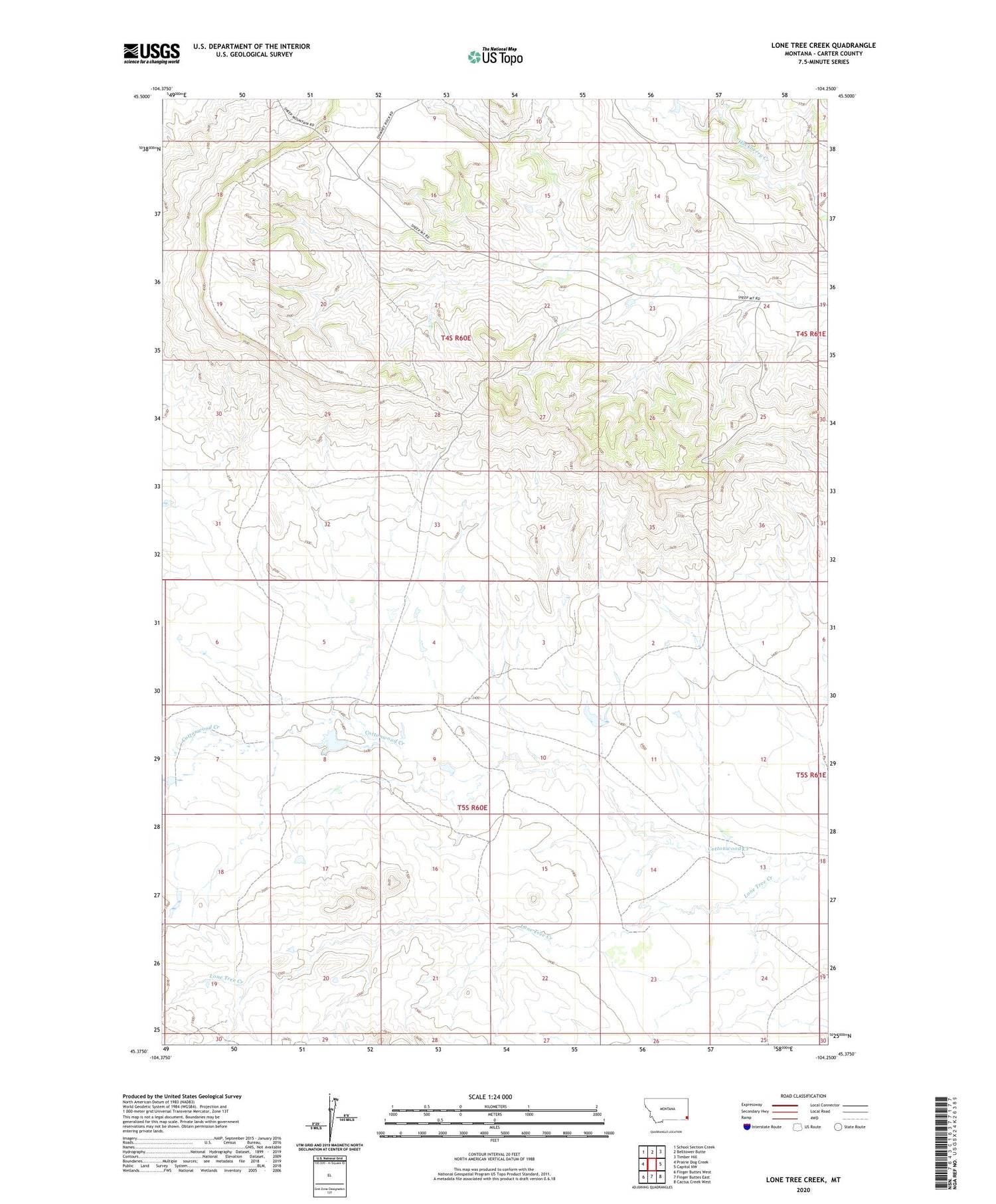 Lone Tree Creek Montana US Topo Map Image