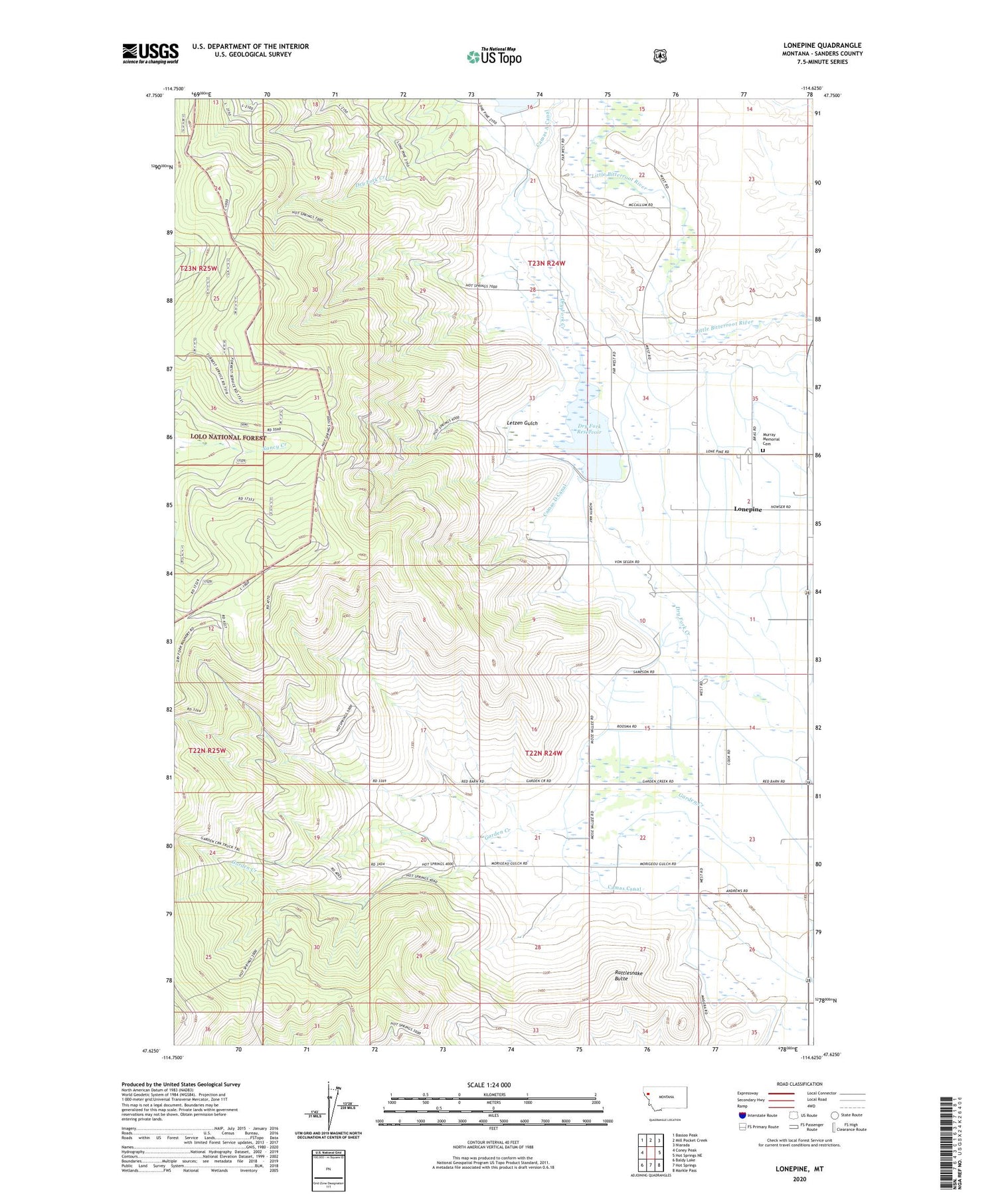 Lonepine Montana US Topo Map Image