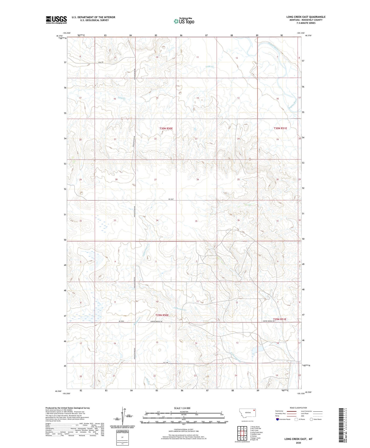 Long Creek East Montana US Topo Map Image