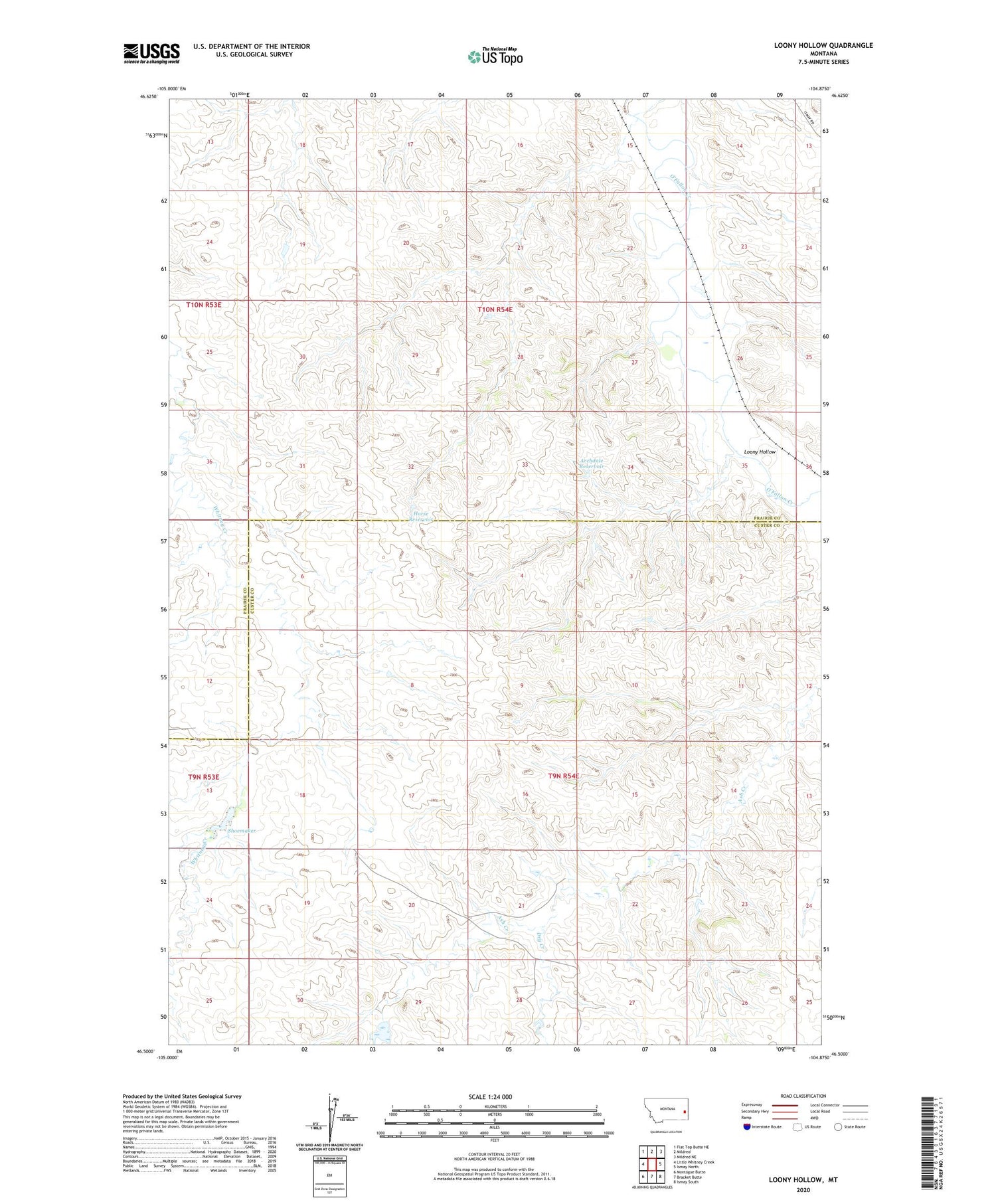 Loony Hollow Montana US Topo Map Image