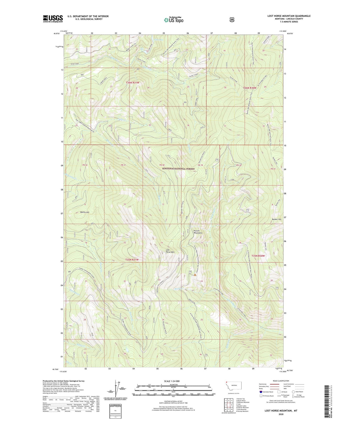 Lost Horse Mountain Montana US Topo Map Image