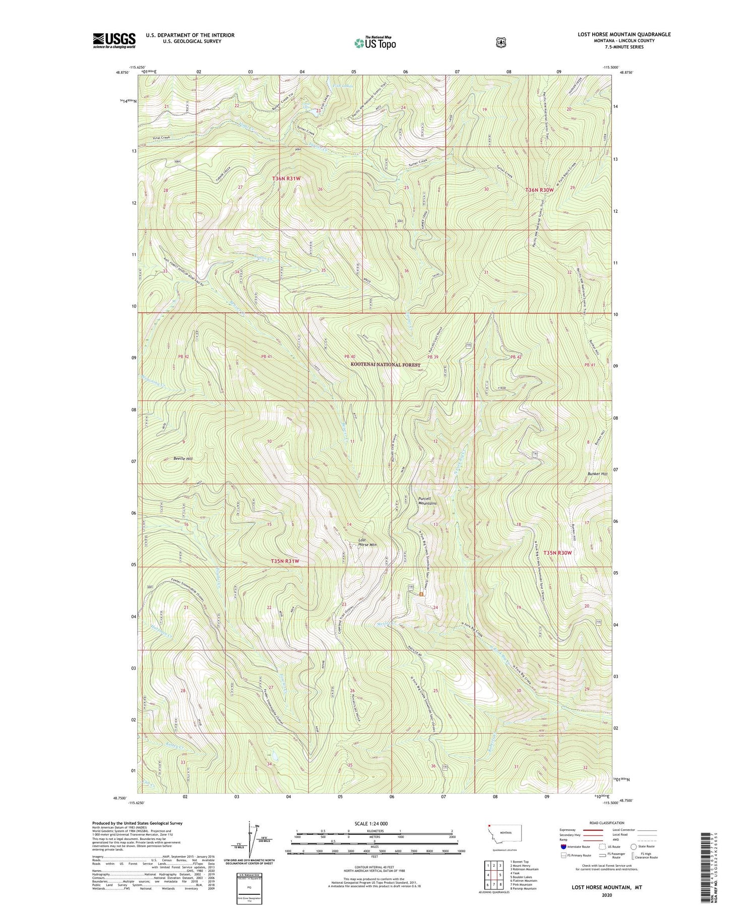 Lost Horse Mountain Montana US Topo Map Image