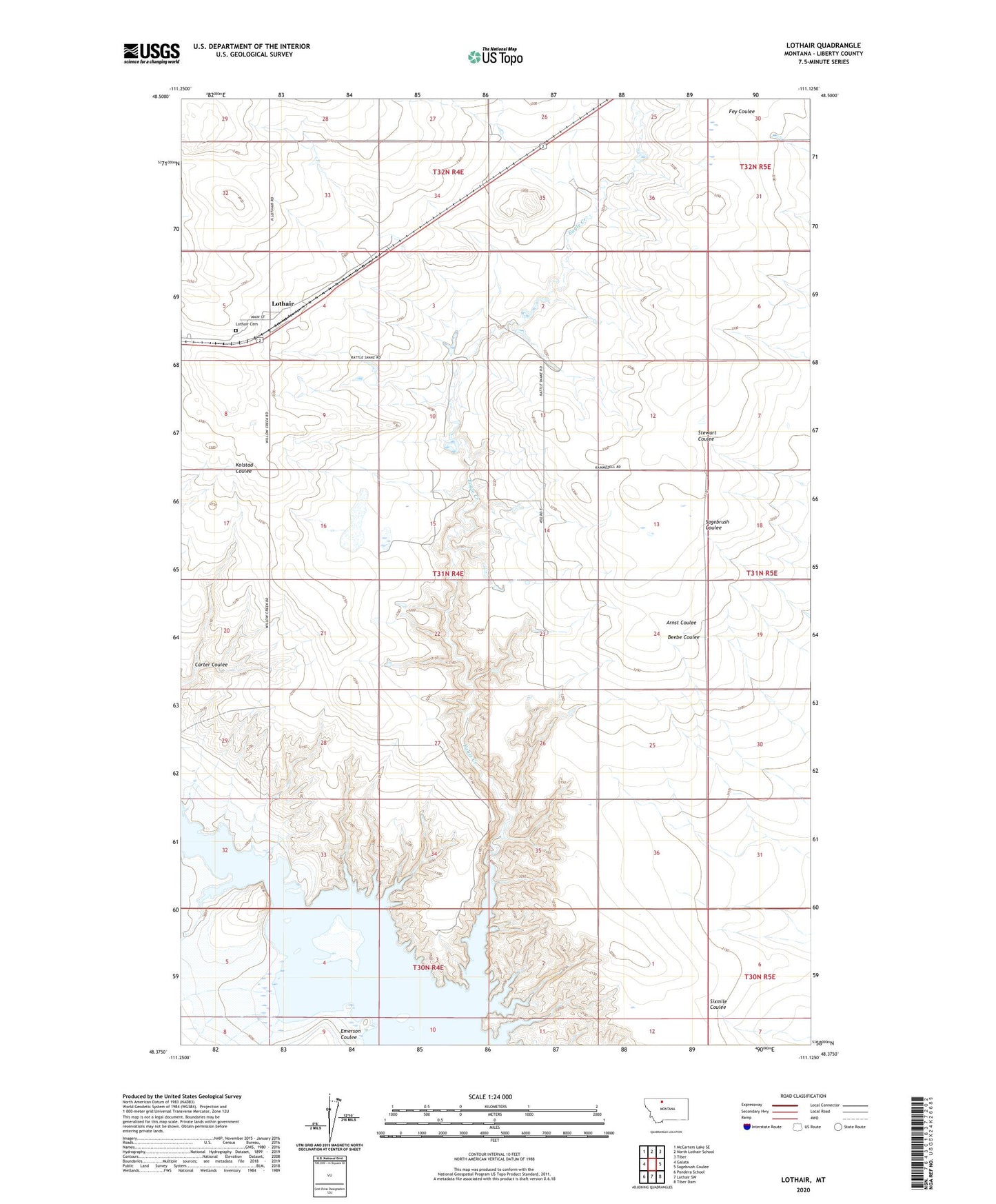 Lothair Montana US Topo Map Image