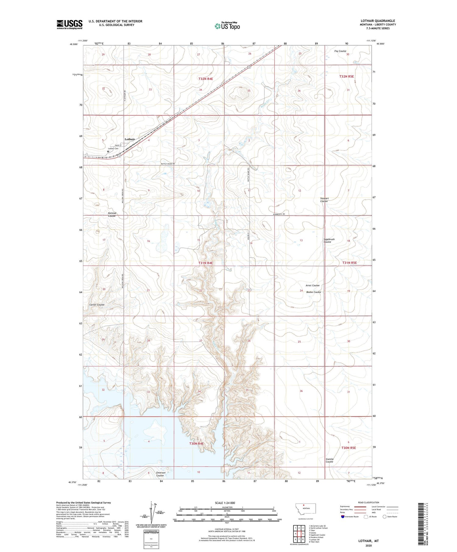 Lothair Montana US Topo Map Image
