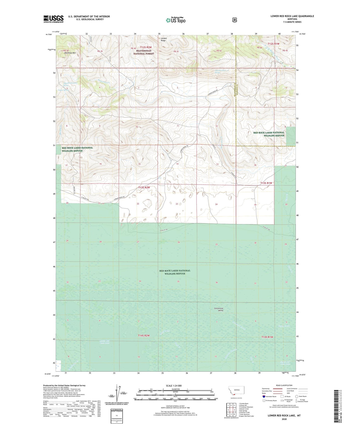 Lower Red Rock Lake Montana US Topo Map Image