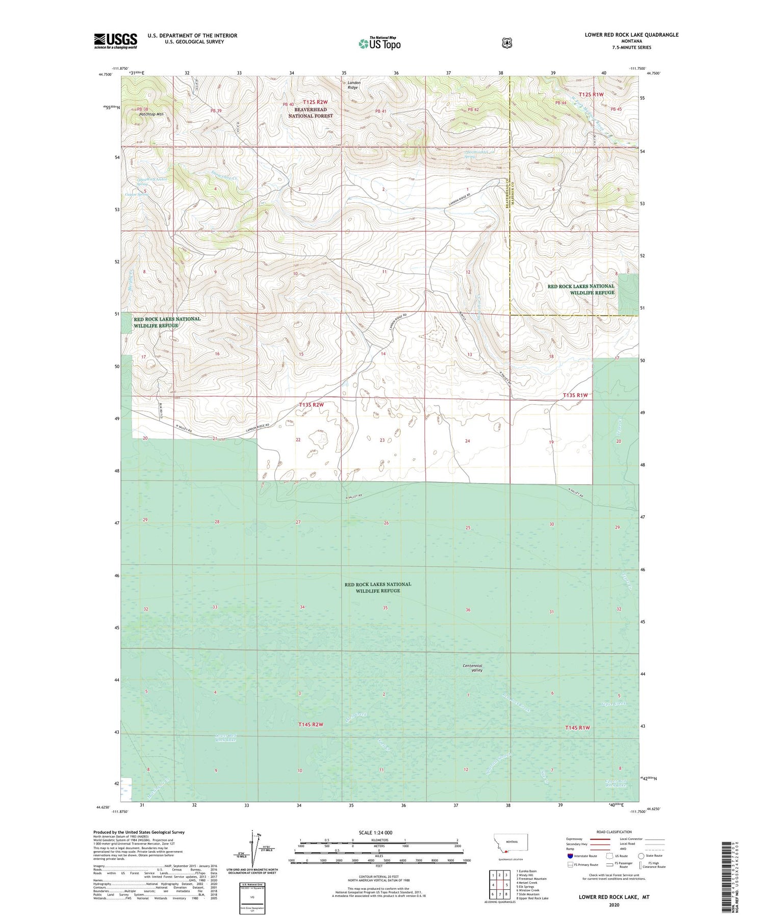 Lower Red Rock Lake Montana US Topo Map Image