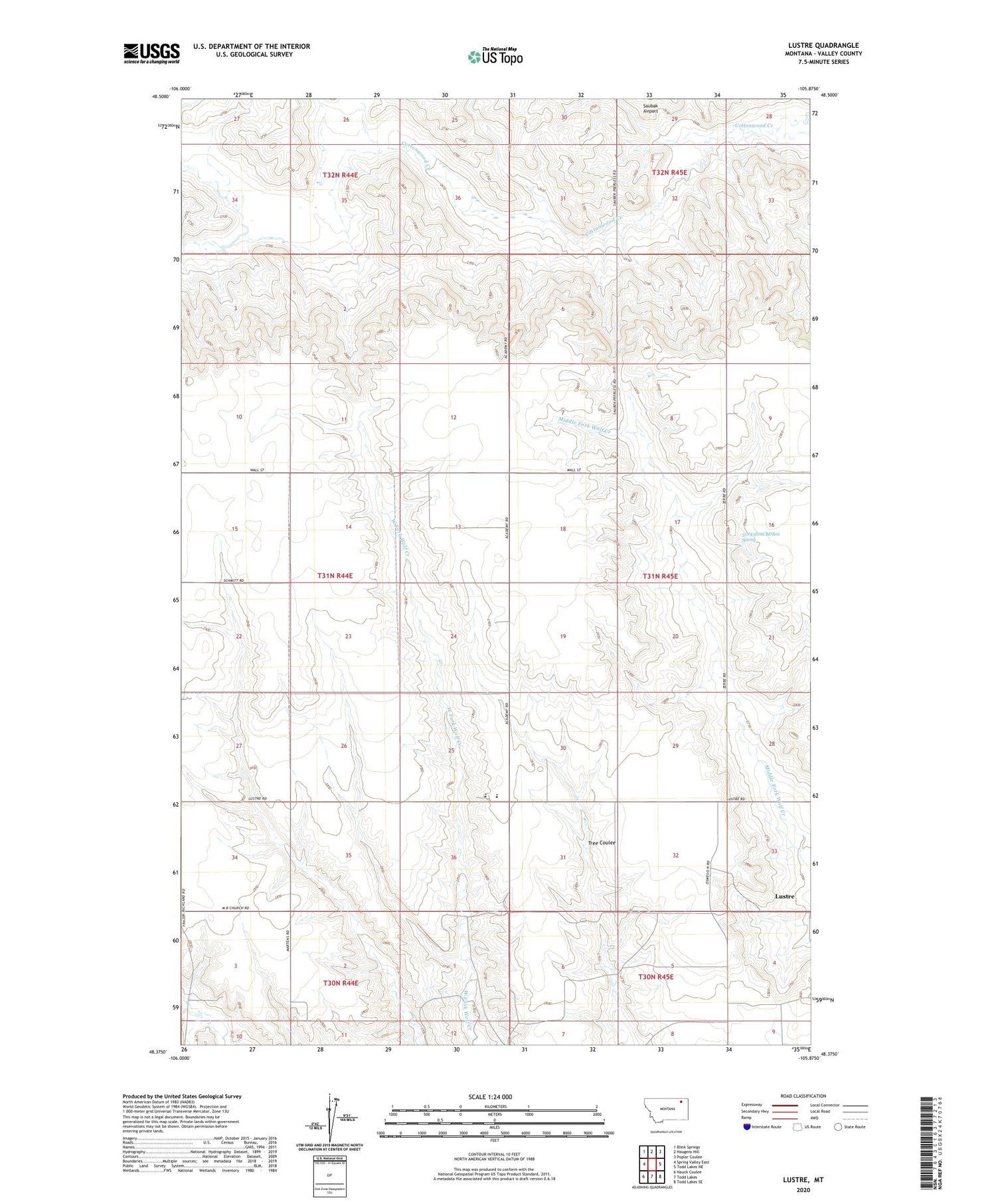 Lustre Montana US Topo Map Image
