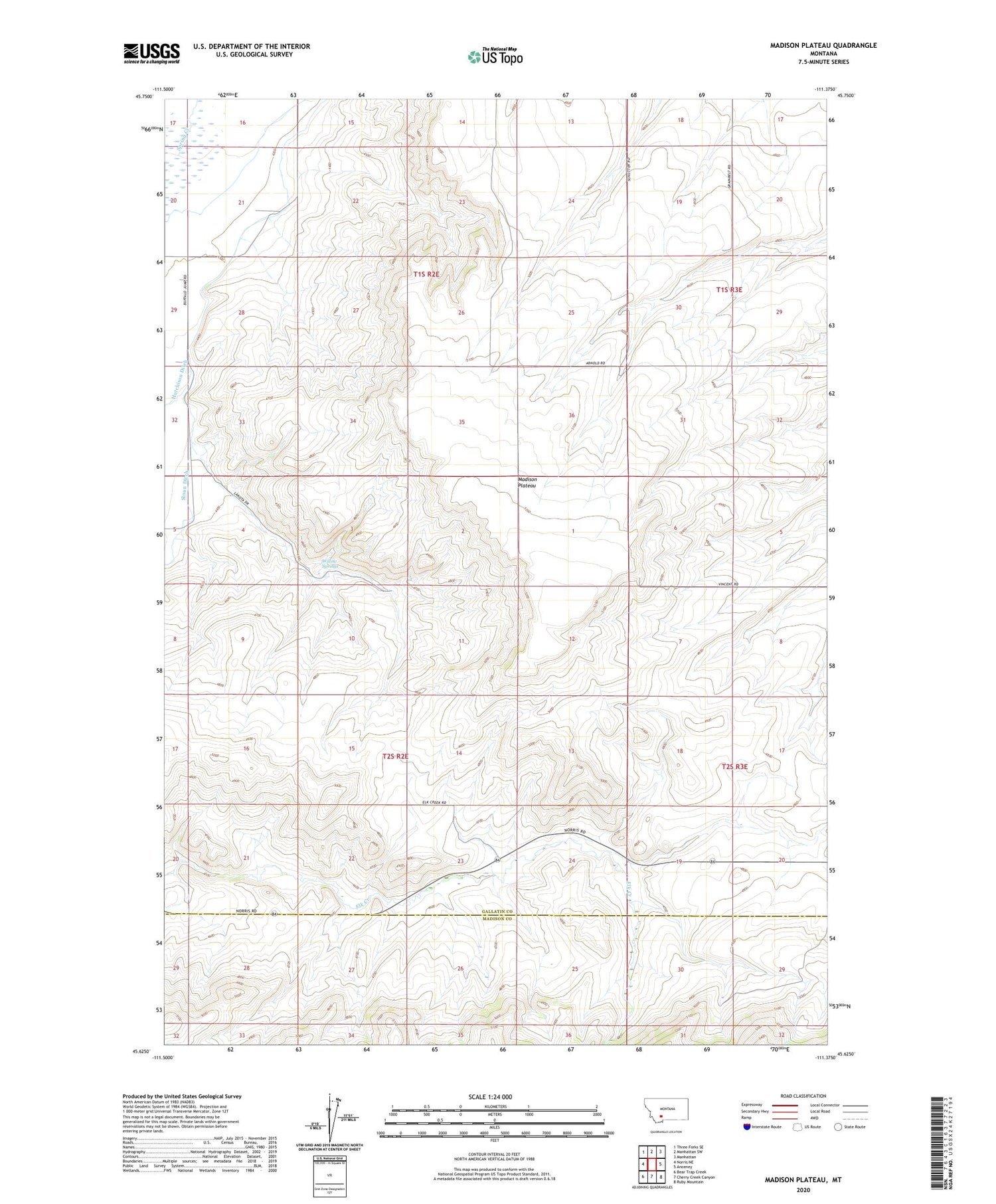 Madison Plateau Montana US Topo Map Image
