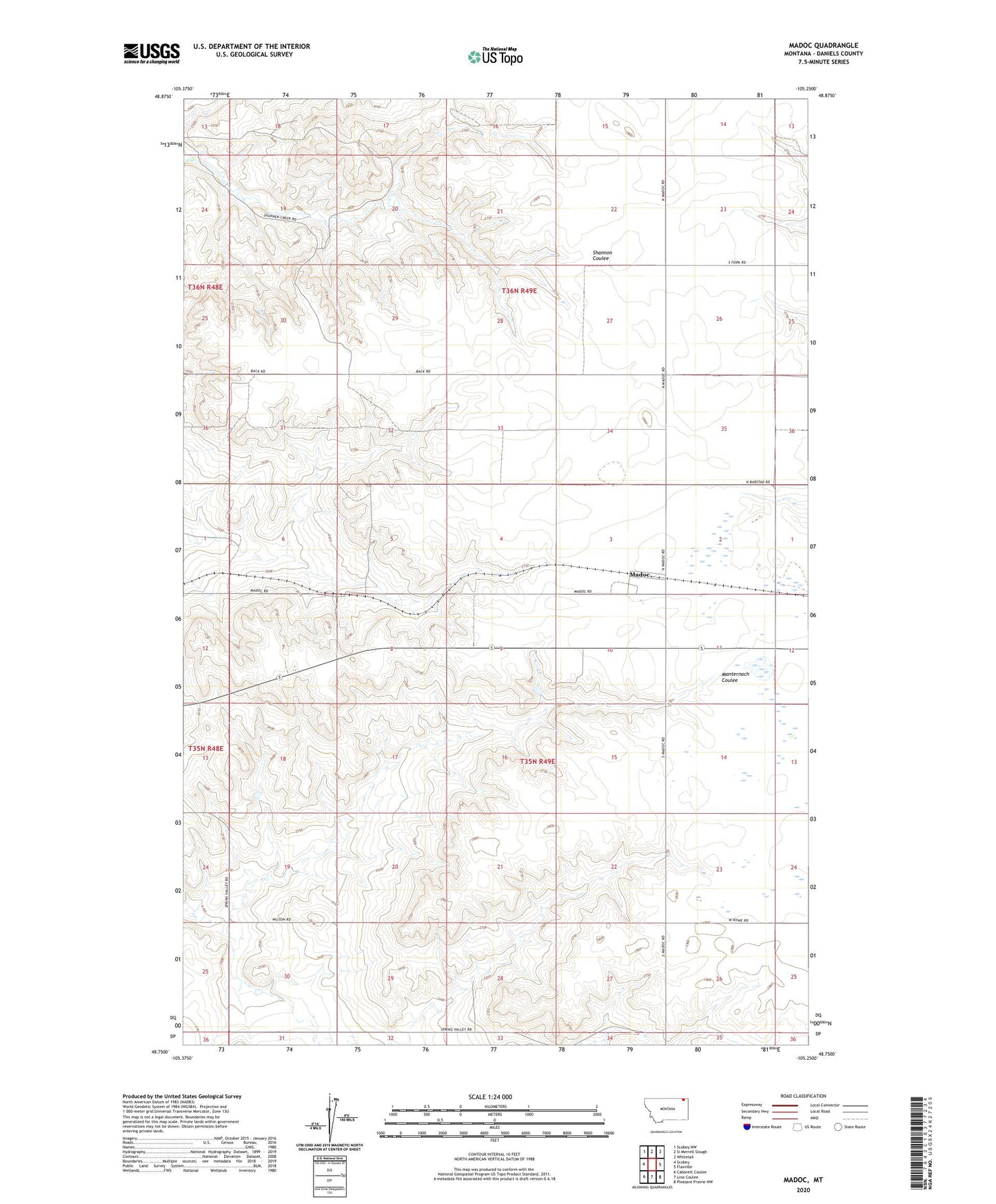 Madoc Montana US Topo Map Image