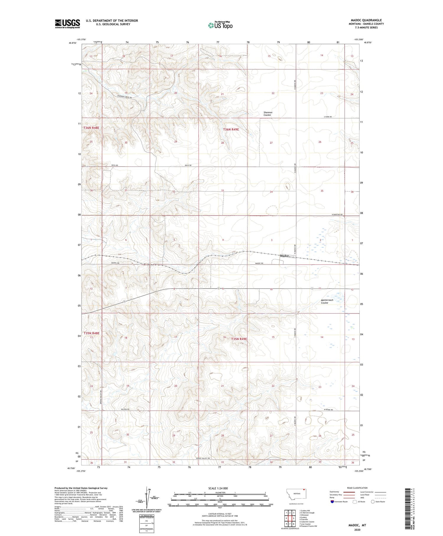 Madoc Montana US Topo Map Image