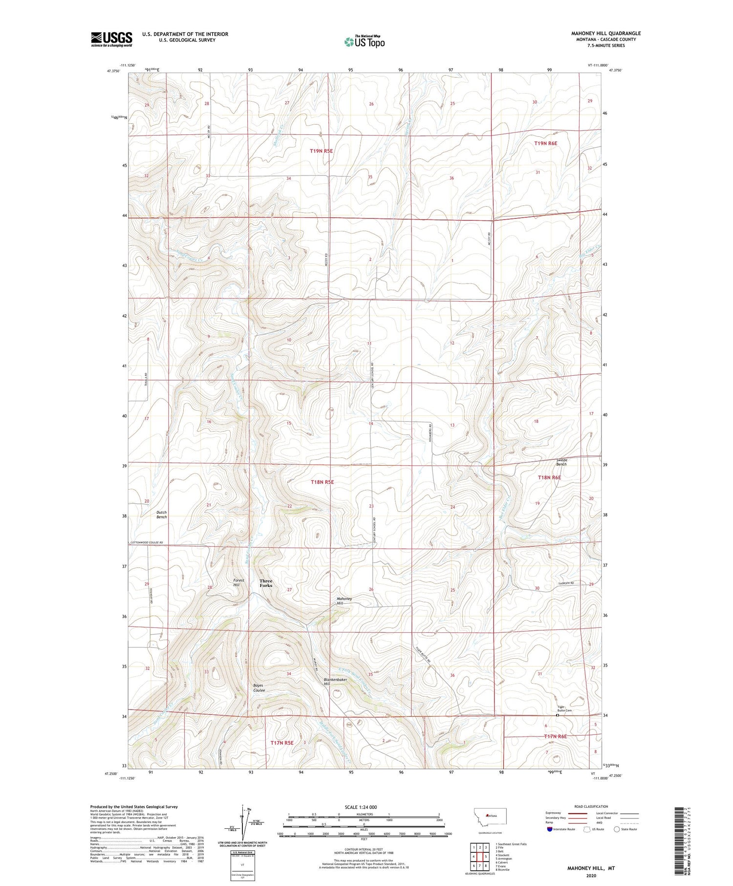 Mahoney Hill Montana US Topo Map Image