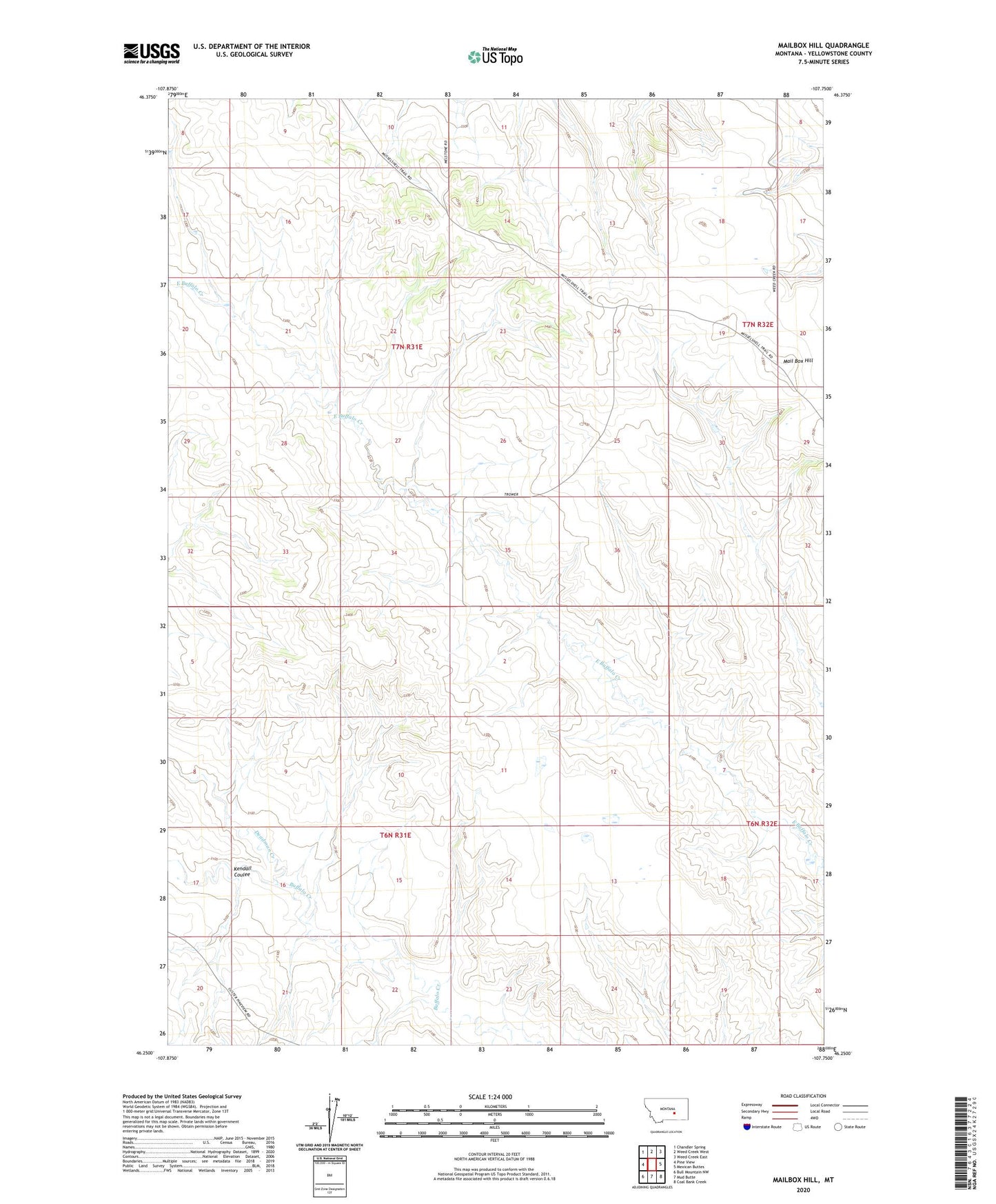 Mailbox Hill Montana US Topo Map Image
