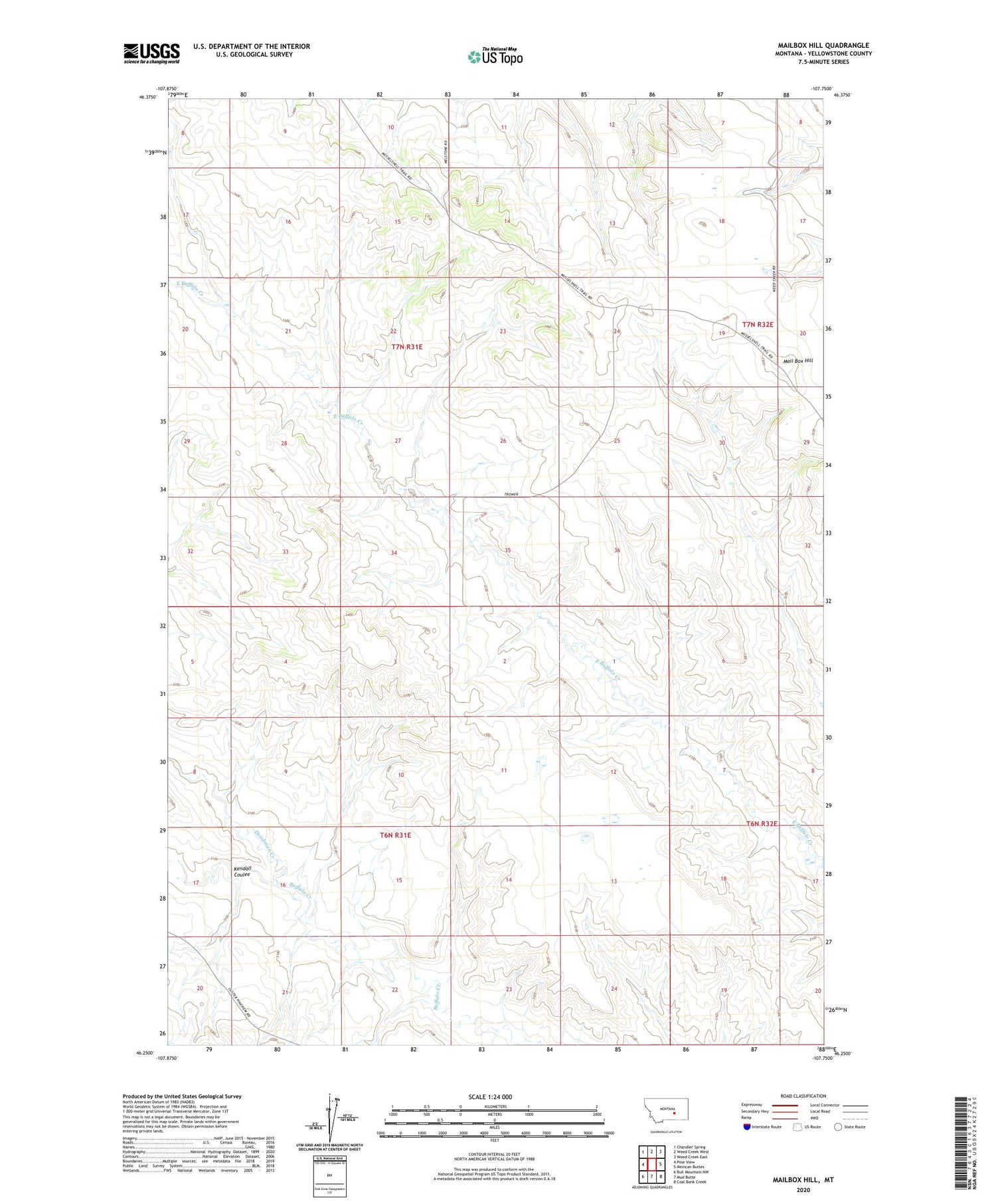 Mailbox Hill Montana US Topo Map Image