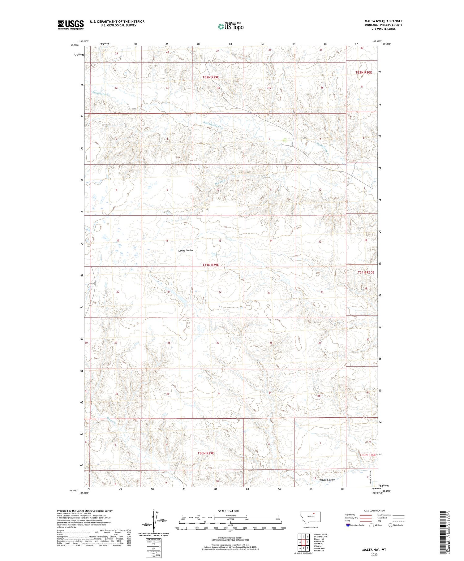 Malta NW Montana US Topo Map Image