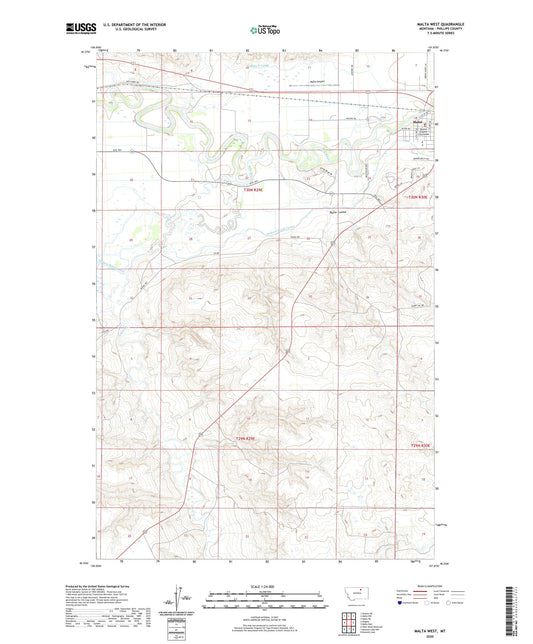 Malta West Montana US Topo Map Image