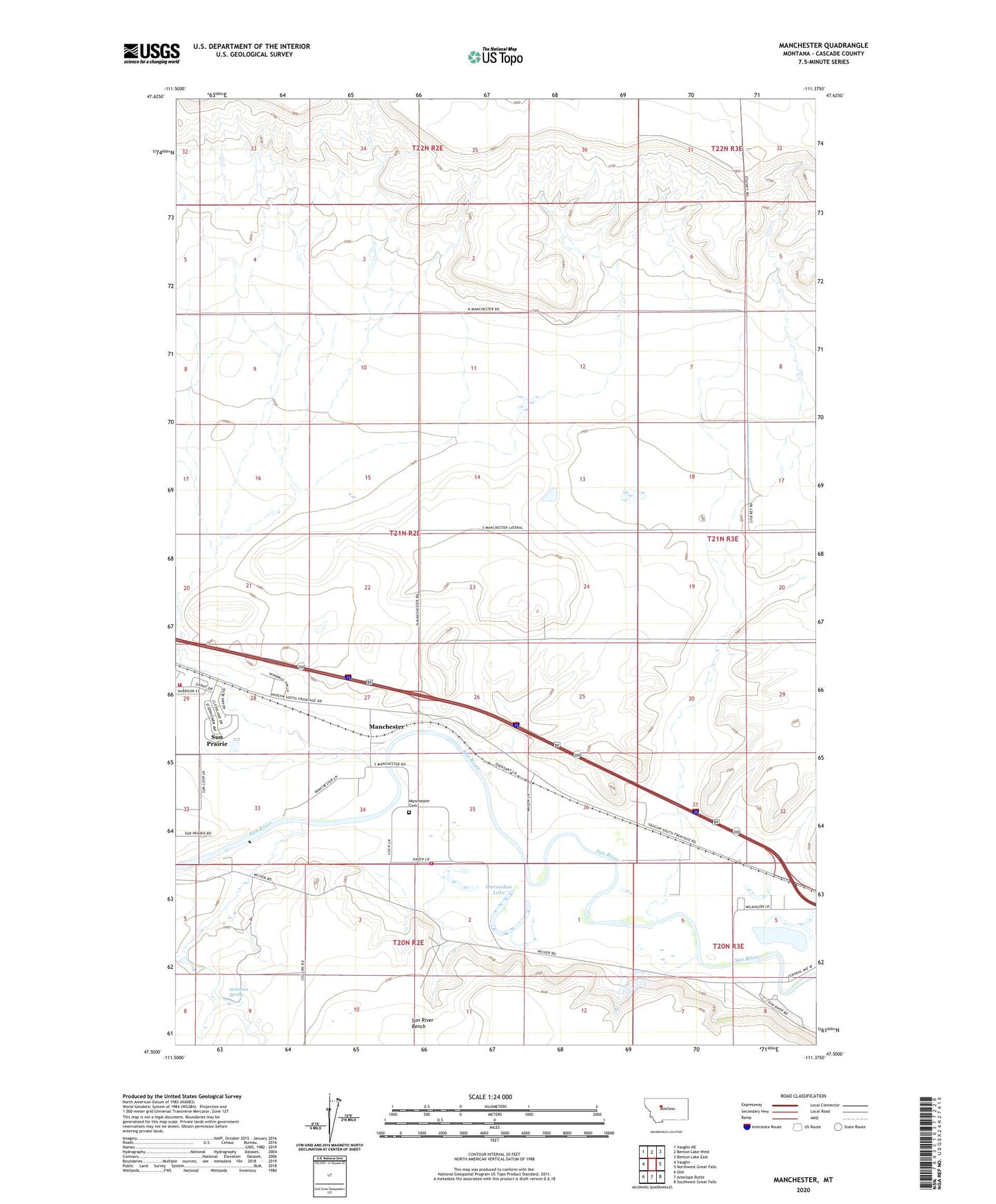 Manchester Montana US Topo Map Image