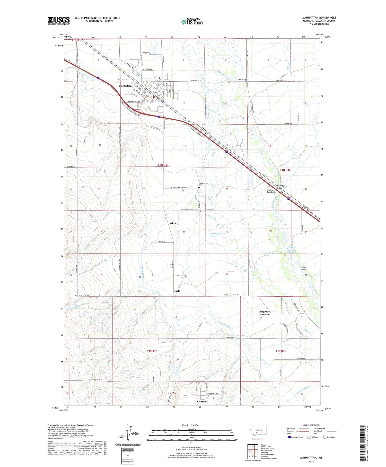 Manhattan Montana US Topo Map Image