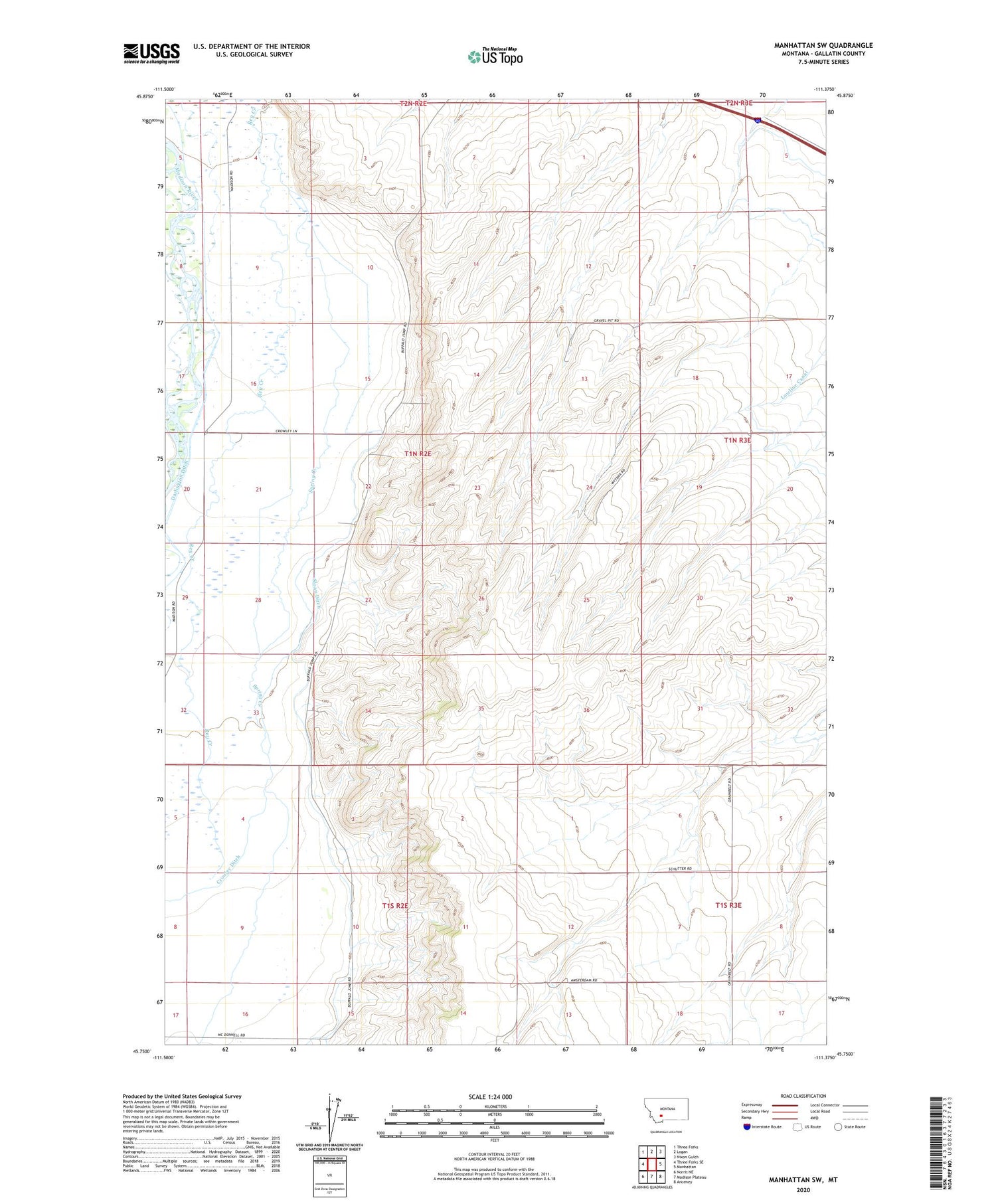 Manhattan SW Montana US Topo Map Image