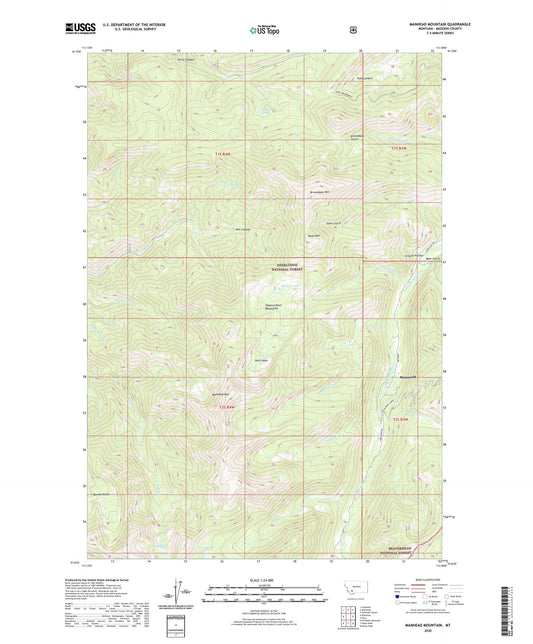 Manhead Mountain Montana US Topo Map Image