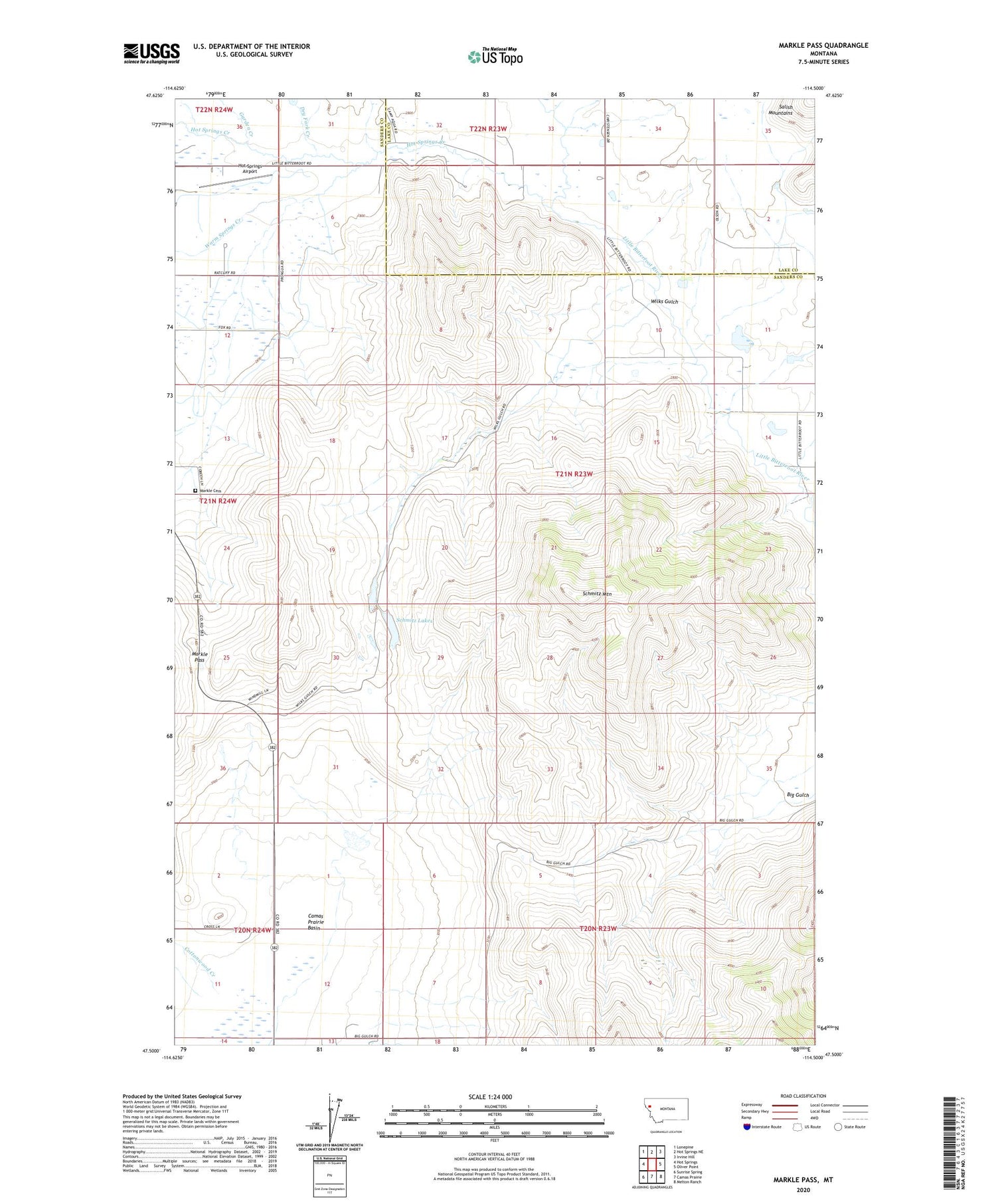 Markle Pass Montana US Topo Map Image