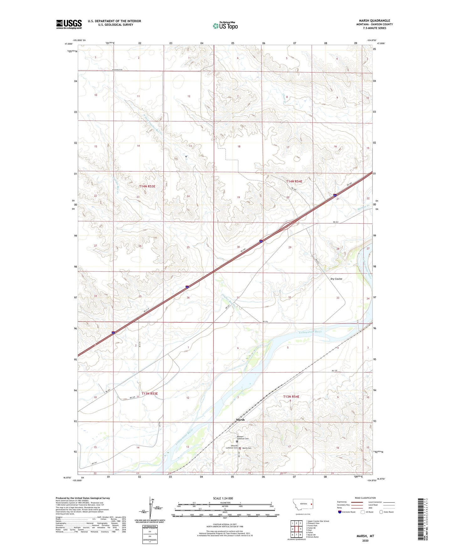 Marsh Montana US Topo Map Image