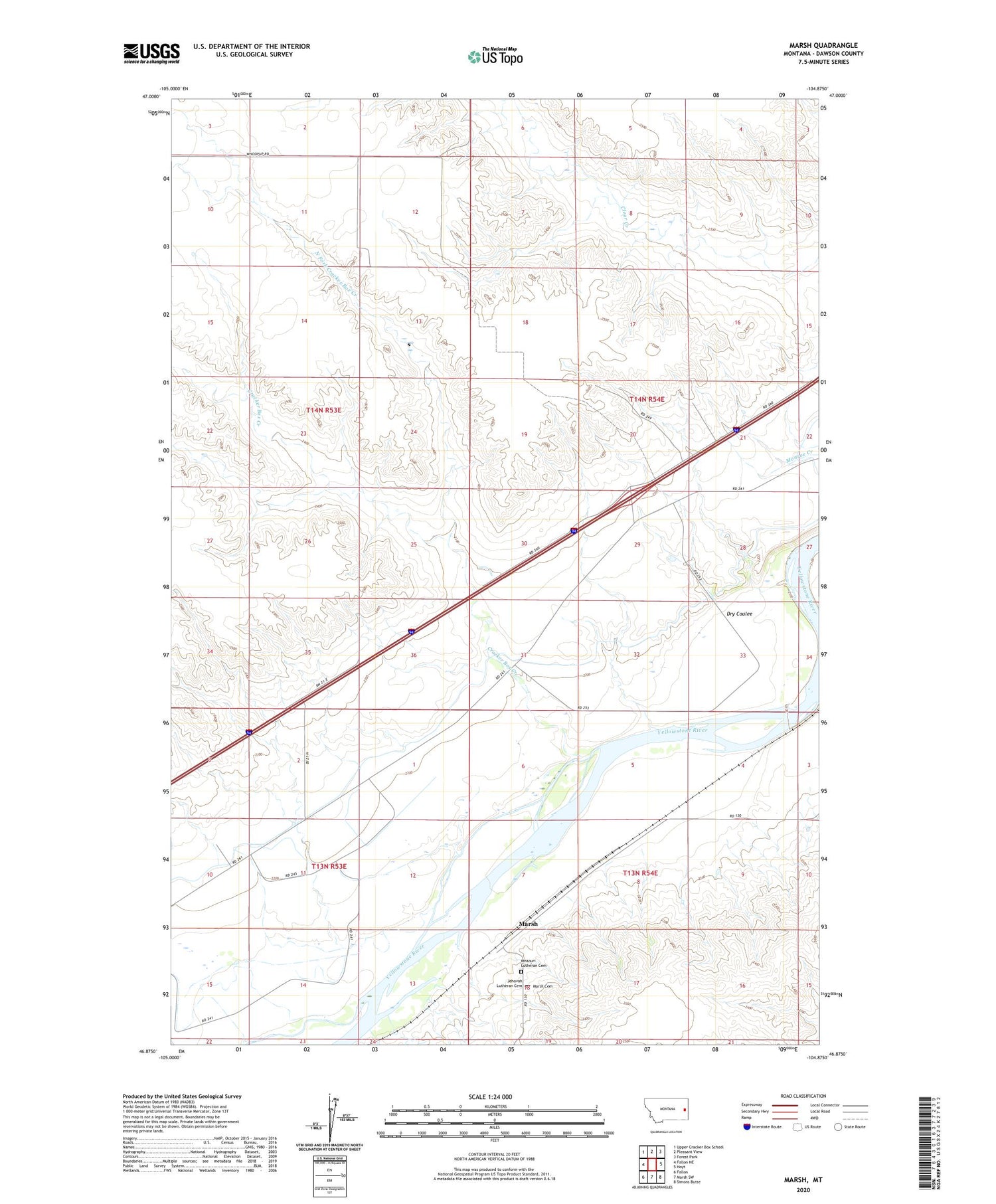 Marsh Montana US Topo Map Image