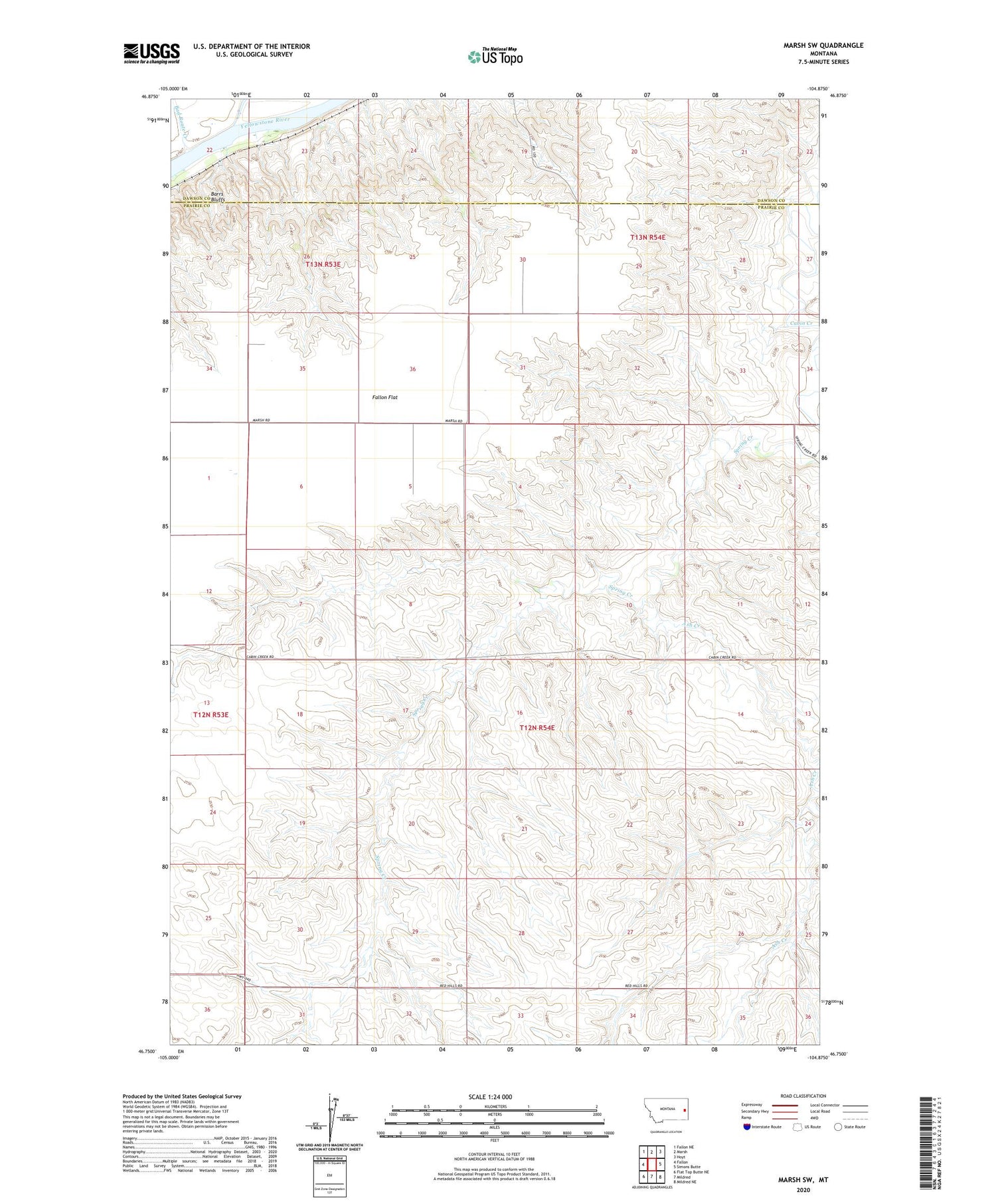 Marsh SW Montana US Topo Map Image