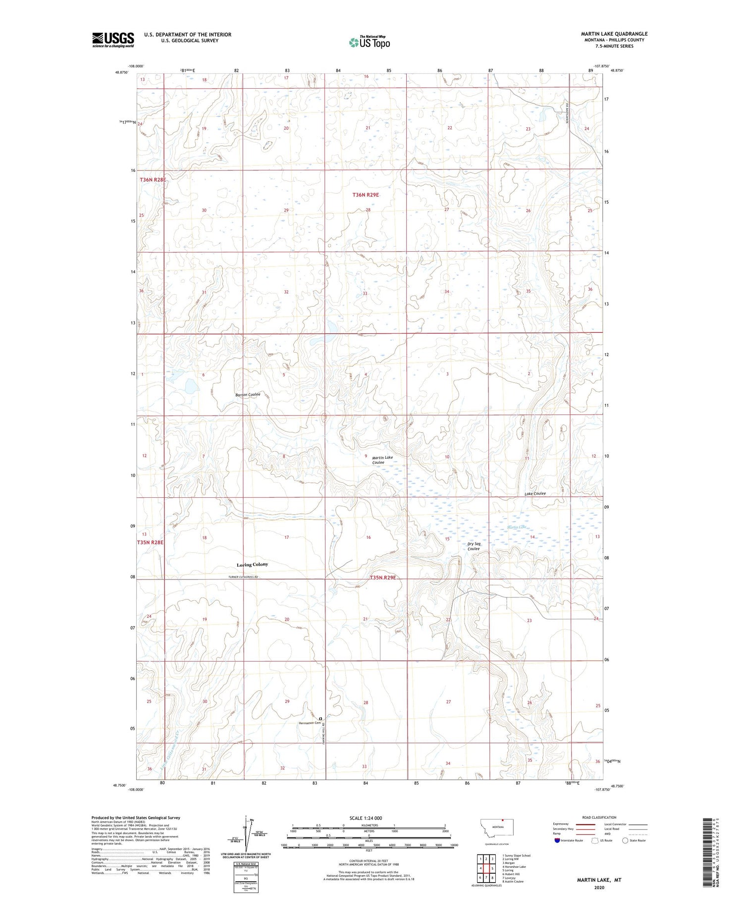 Martin Lake Montana US Topo Map Image