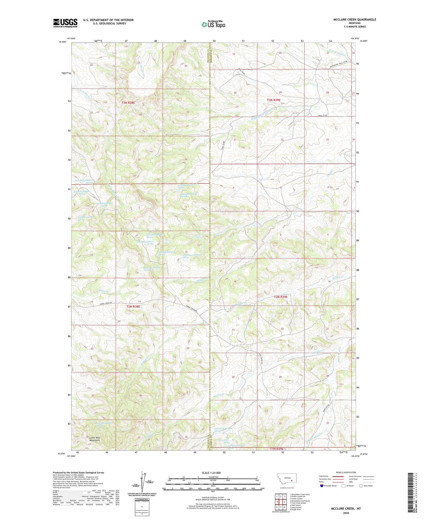 McClure Creek Montana US Topo Map Image