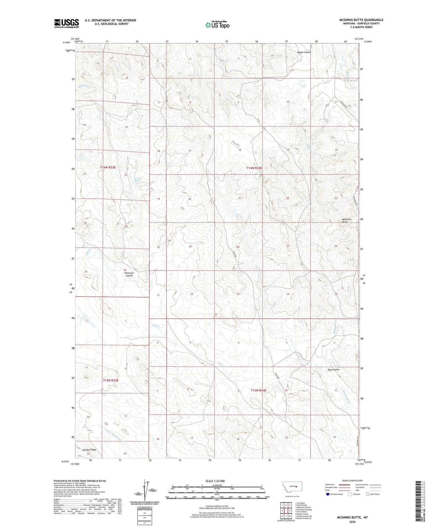 McGinnis Butte Montana US Topo Map Image