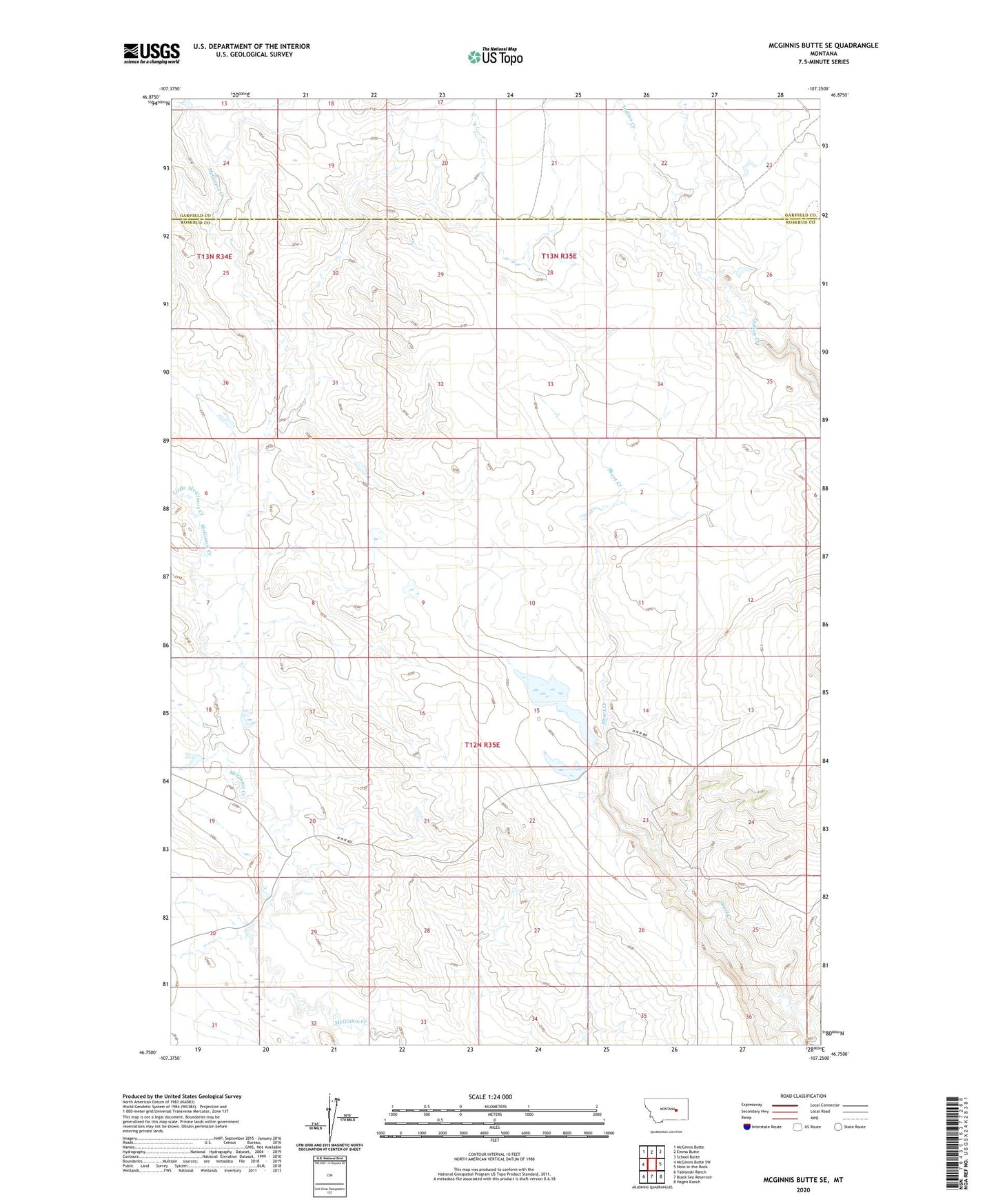McGinnis Butte SE Montana US Topo Map Image