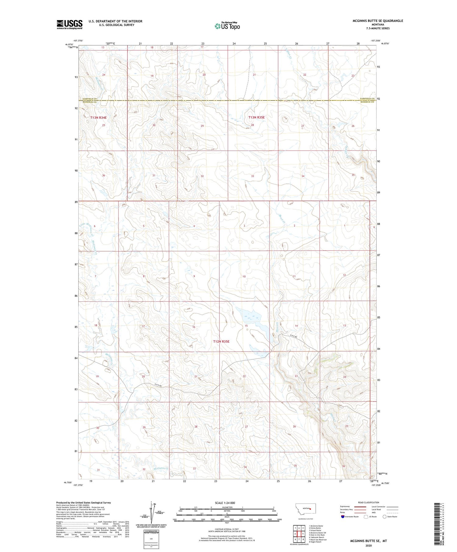 McGinnis Butte SE Montana US Topo Map Image
